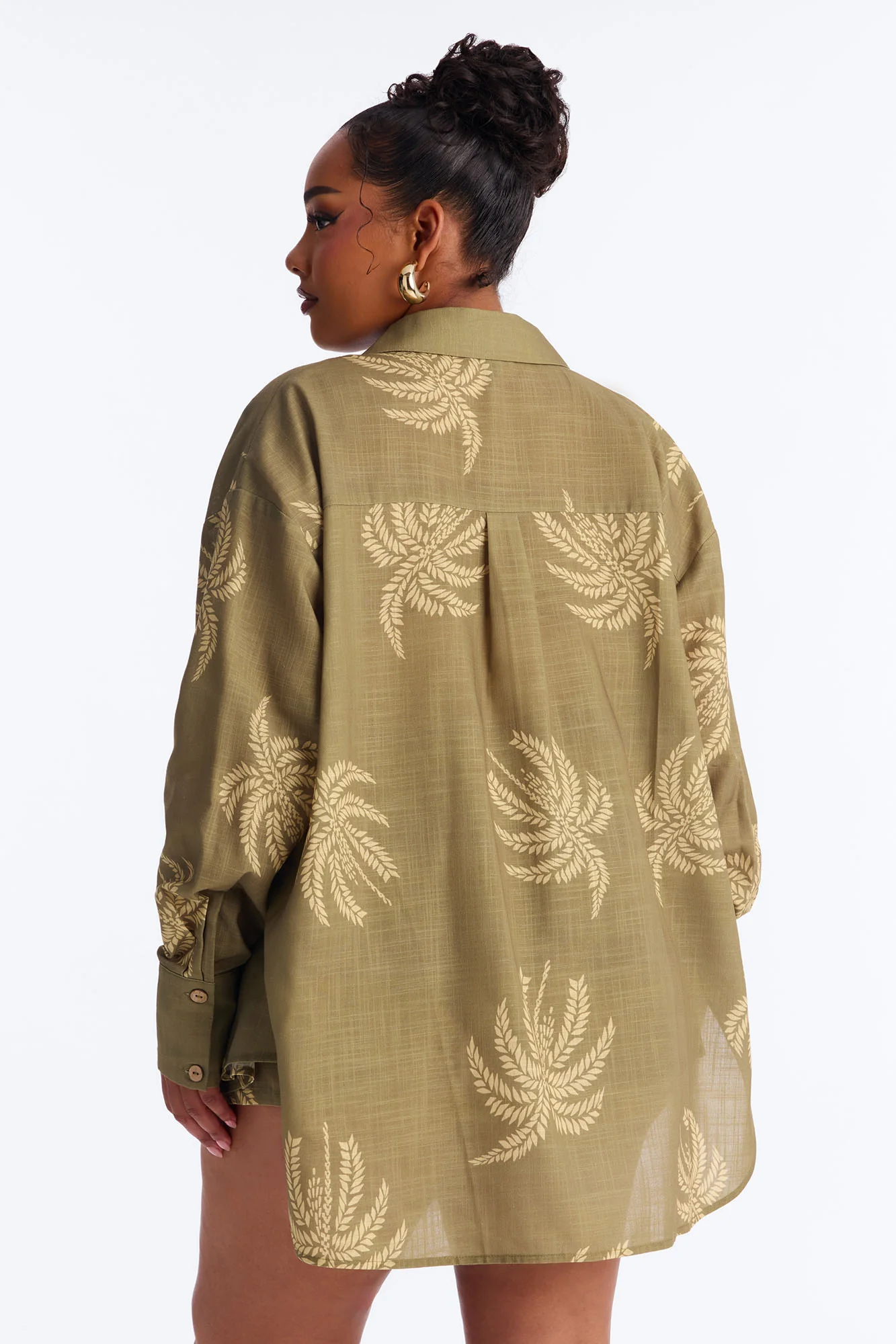 Palm Paradise Linen Short Set - Olive - Image 8