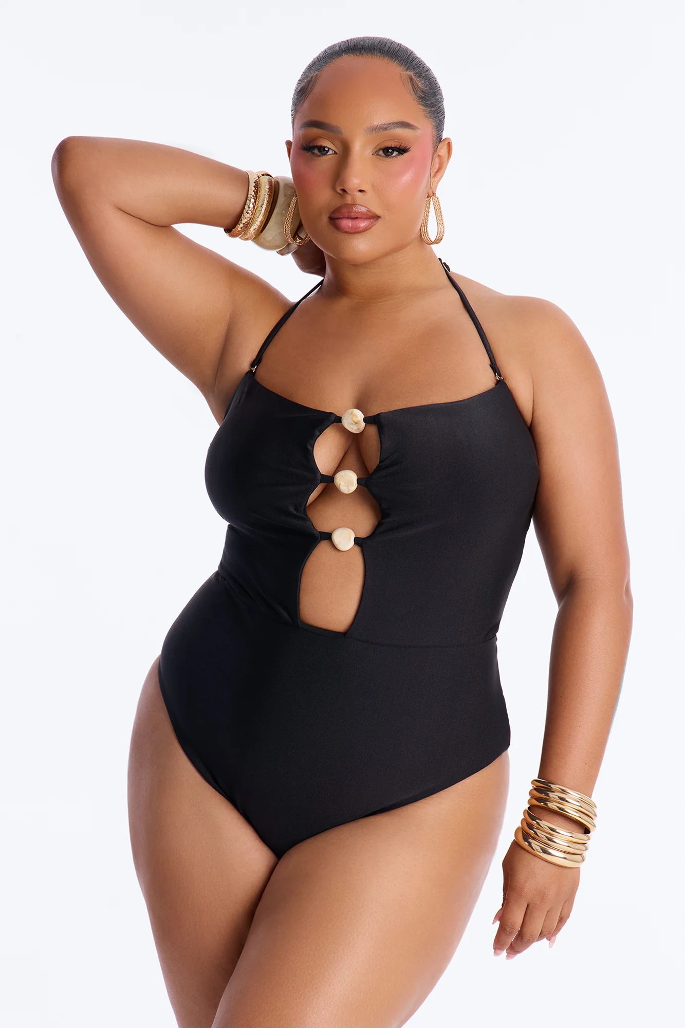 Palm Tree Perfection 1 Piece Swimsuit - Black - Image 5