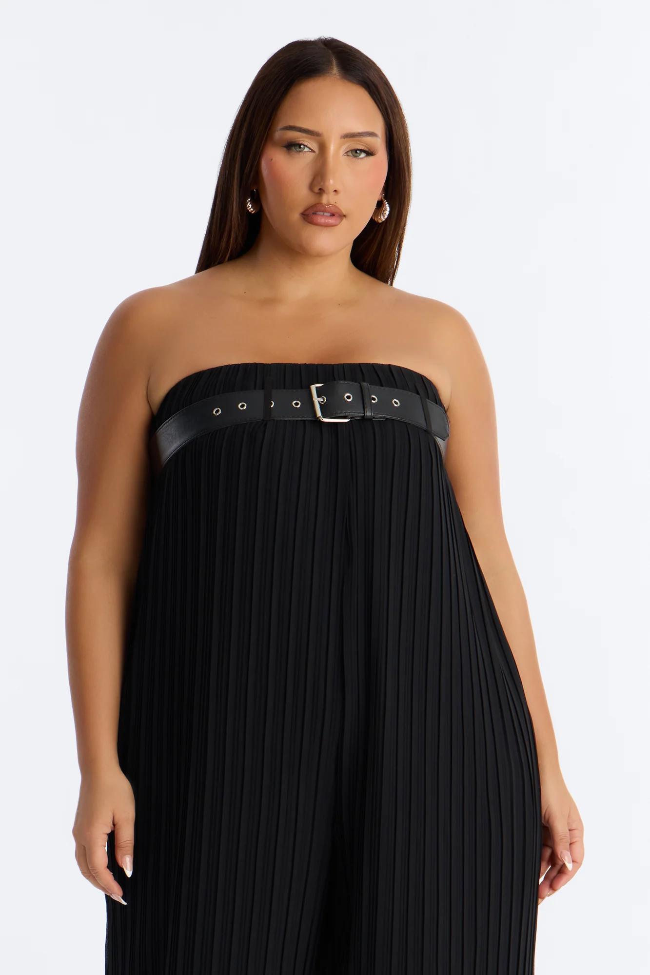 Paloma Chiffon Belted Wide Leg Jumpsuit - Black - Image 6