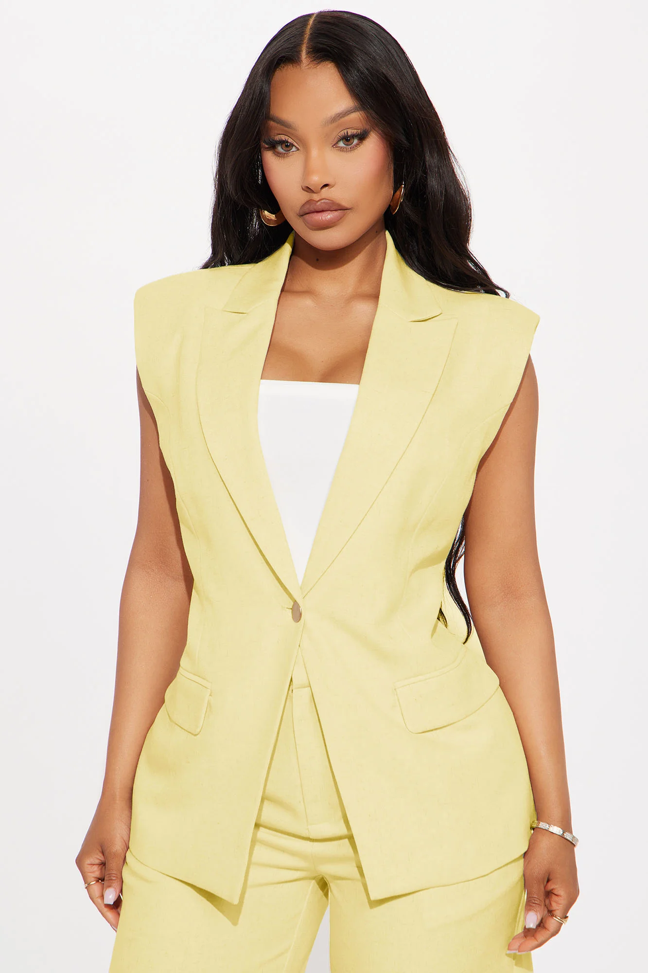 Paloma Linen Vest - Yellow