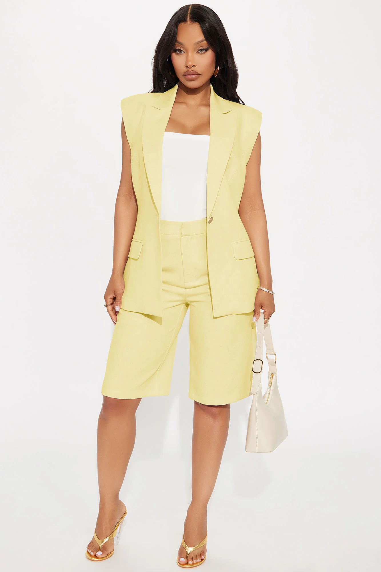 Paloma Linen Vest - Yellow - Image 2