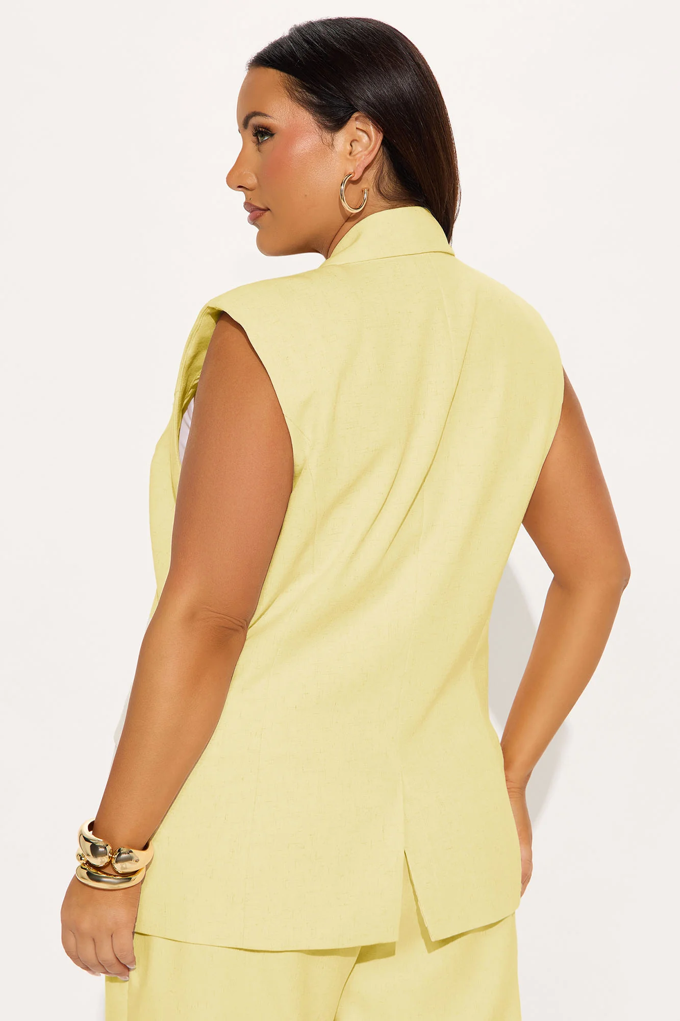 Paloma Linen Vest - Yellow - Image 7