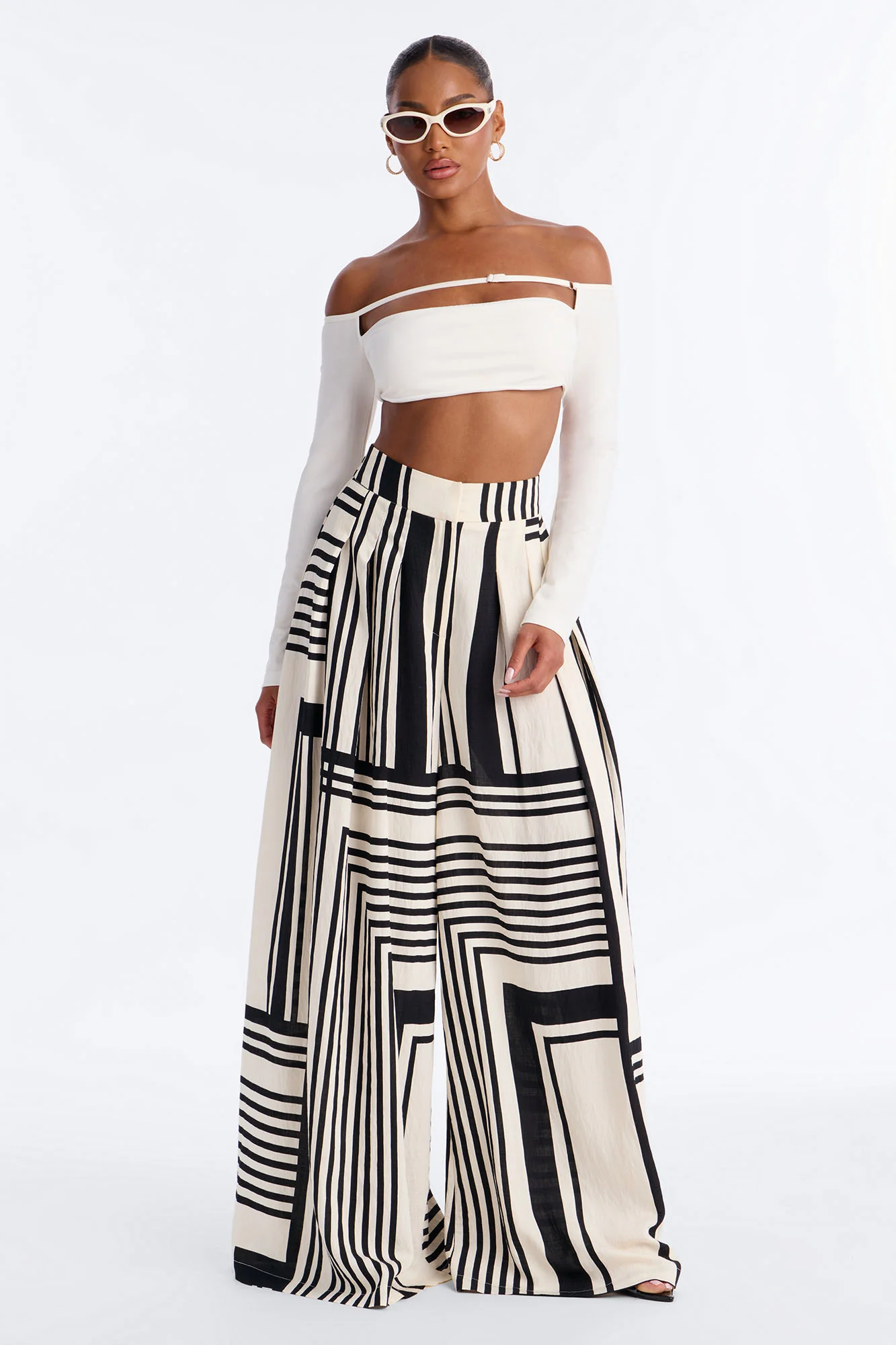 Pamela Geometric Wide Leg Pant - Navy/combo