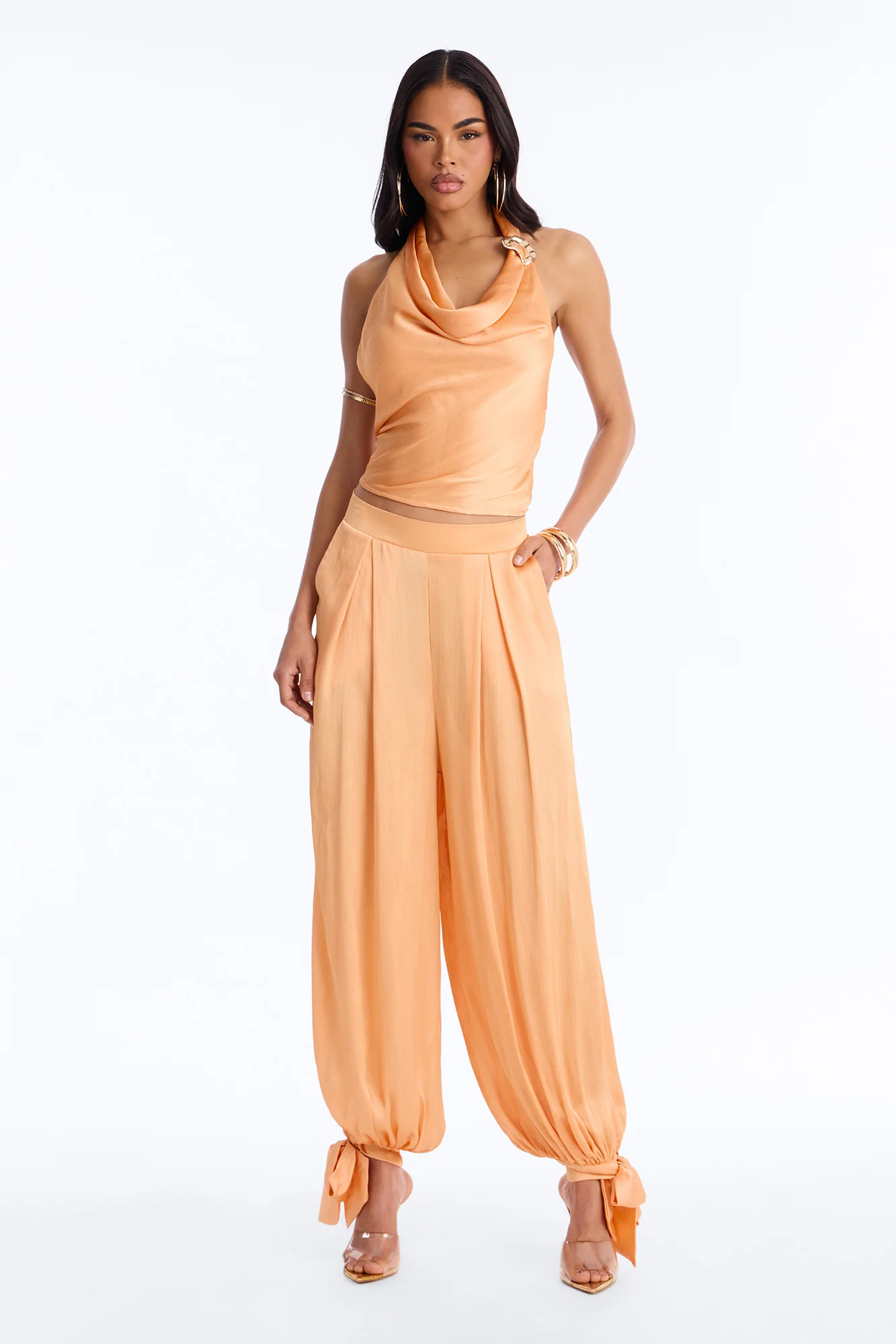 Paola Halter Balloon Pant Set - Orange