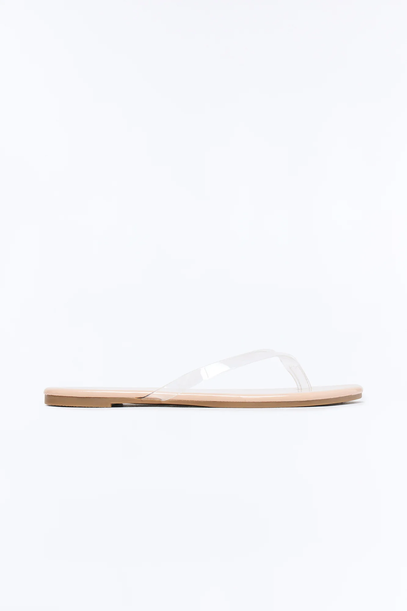Papaya Clear Strap Flip Flops - Nude