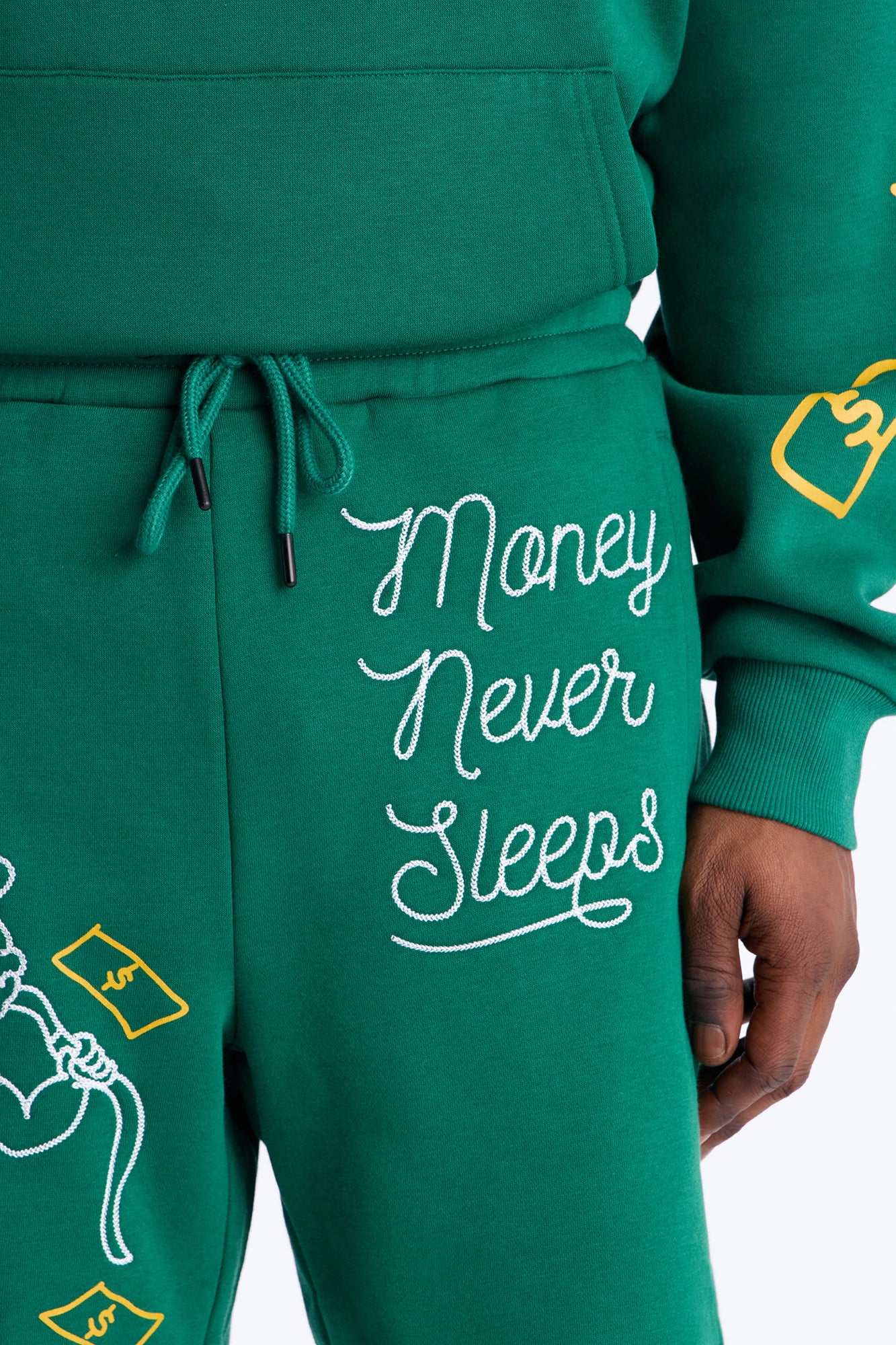 Paper Chasers Chain Stitch Sweatshorts - Green - Image 3