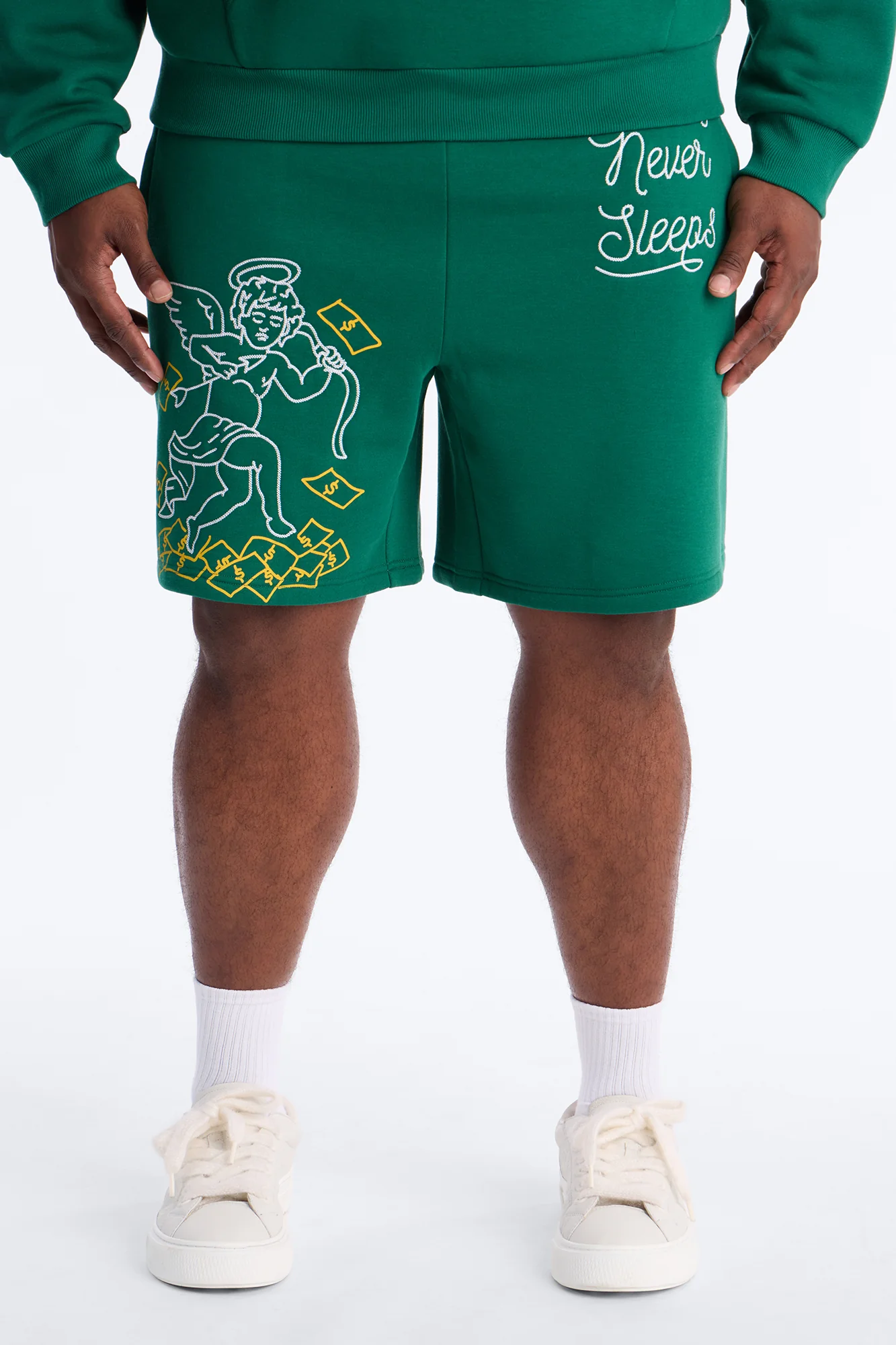 Paper Chasers Chain Stitch Sweatshorts - Green - Image 5