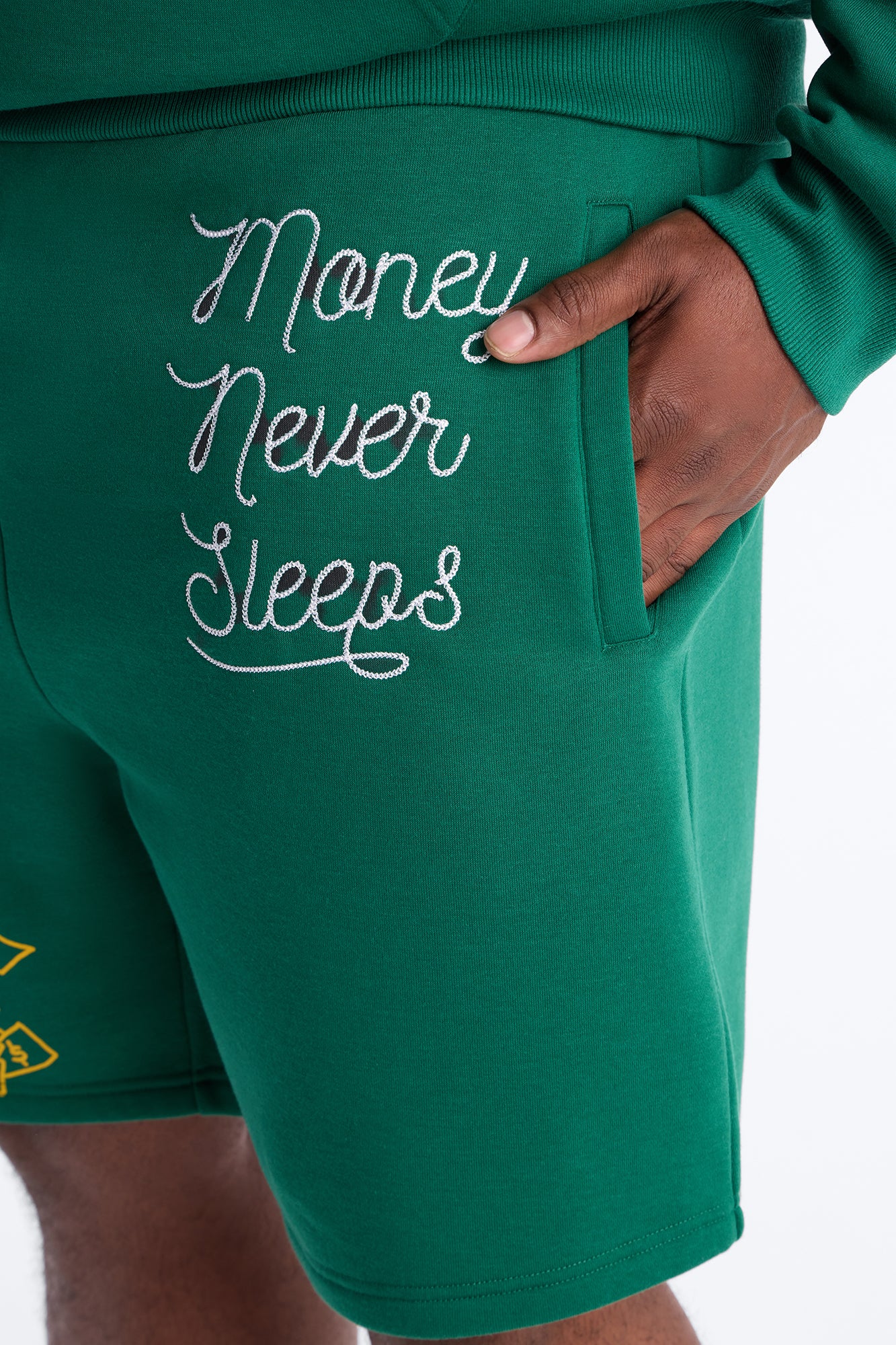 Paper Chasers Chain Stitch Sweatshorts - Green - Image 8