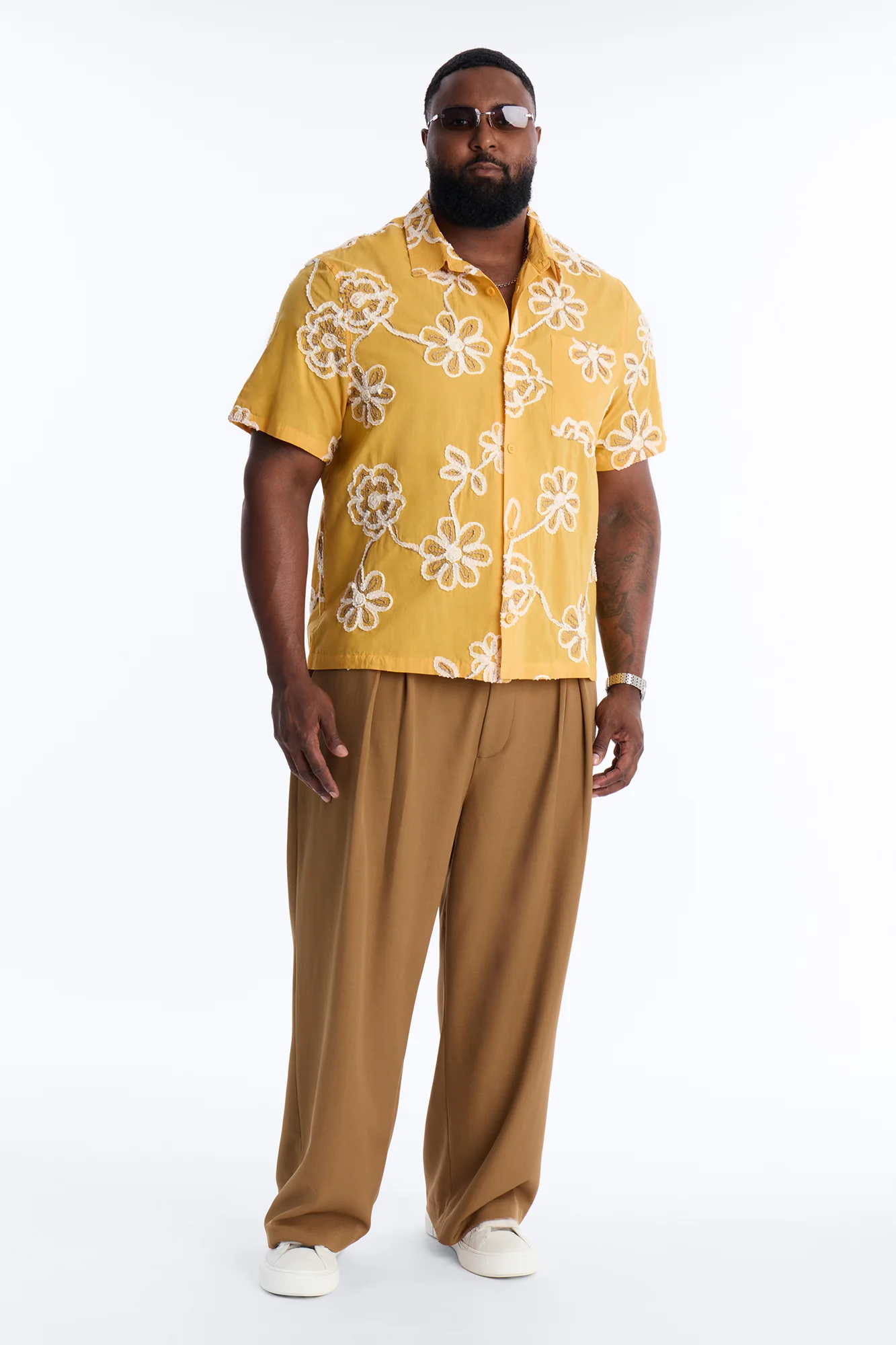 Paper Flore Short Sleeve Button Up Shirt - Mustard - Image 6