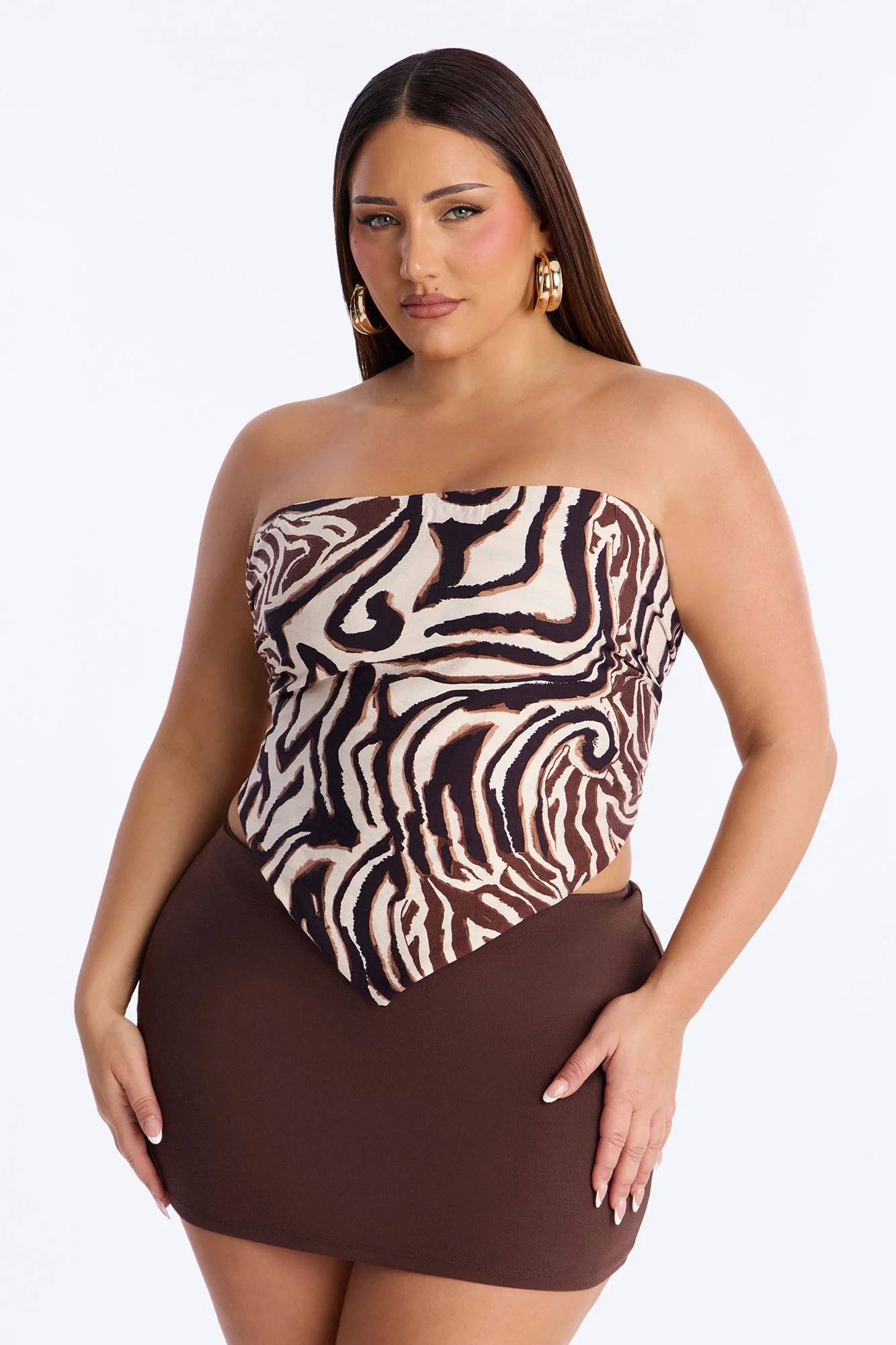 Paradise Calling Tie Back Bandana Top - Brown Combo - Image 6