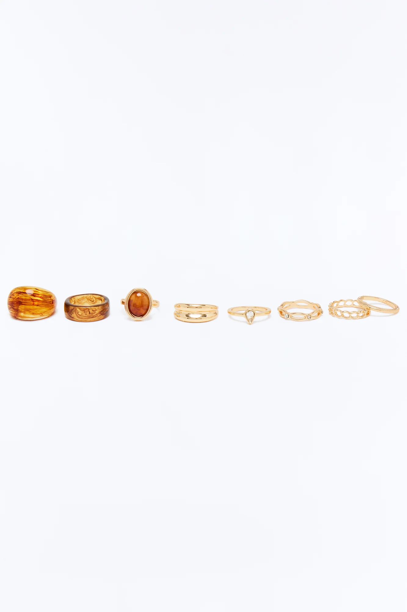 Paradise Dream 8 Piece Ring Set - Gold/Brown