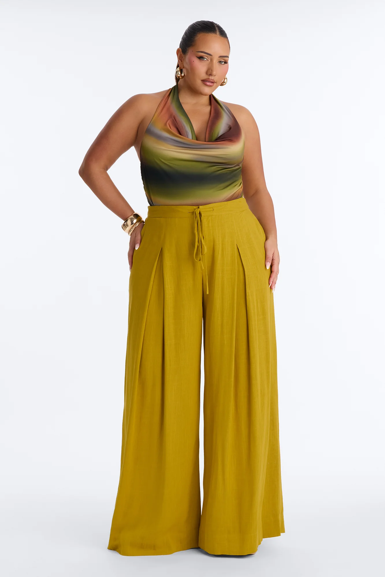 Paradise Dreams Cowl Neck Halter Top - Multi Color - Image 6
