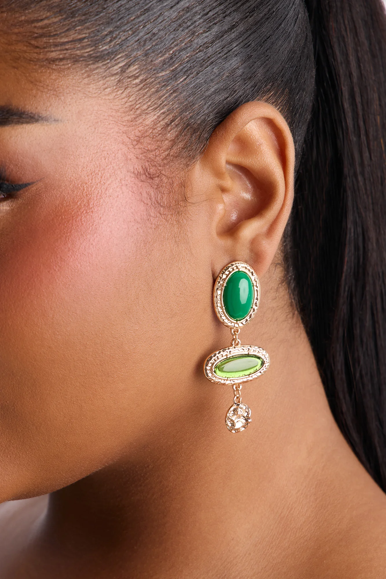Paradise Drops Earrings - Gold/Green