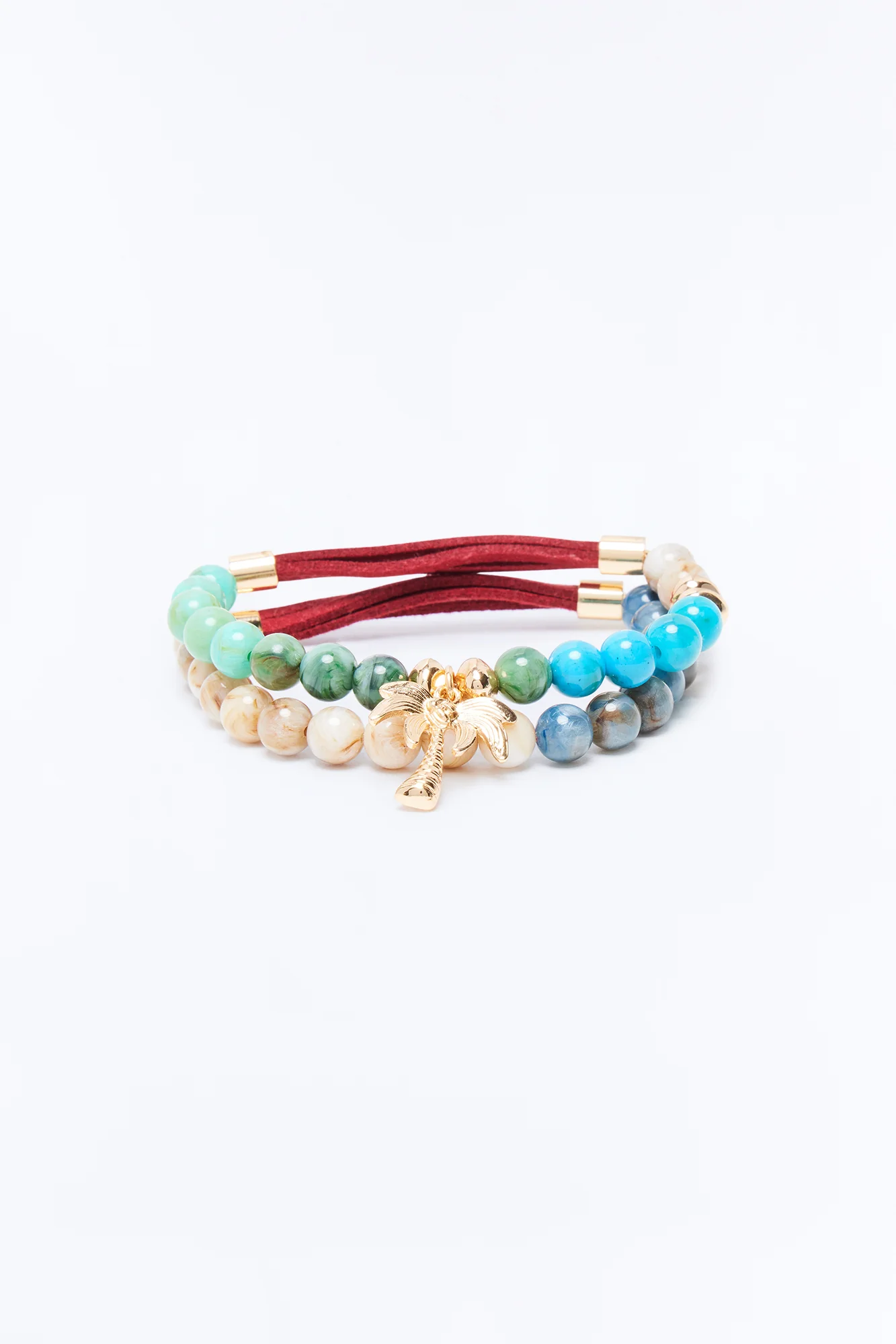 Paradise Mixed Material Bead Bracelet Set - Gold/Multi - Image 3