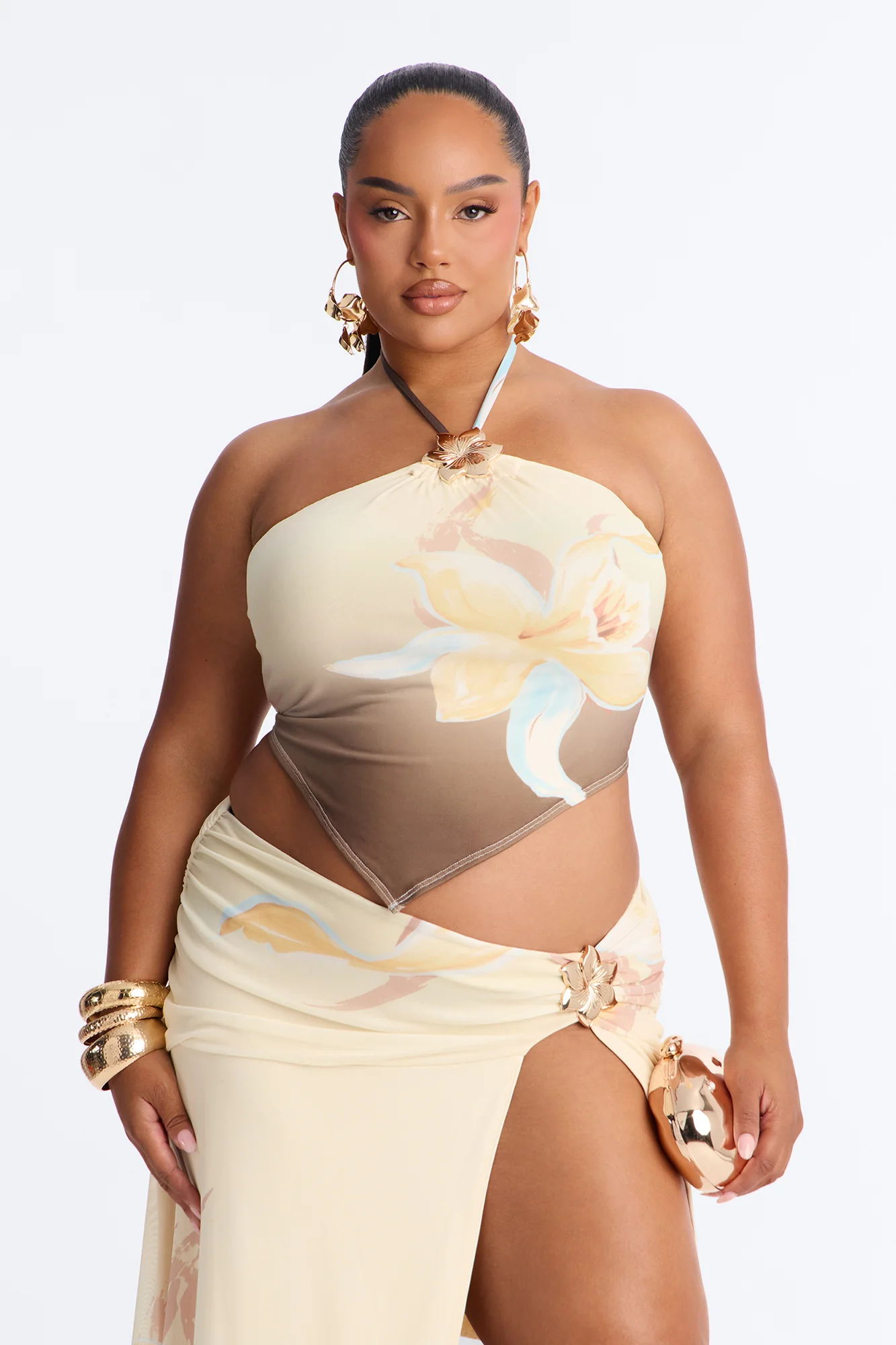 Paradise Muse Mesh Skirt Set - Taupe/combo - Image 6