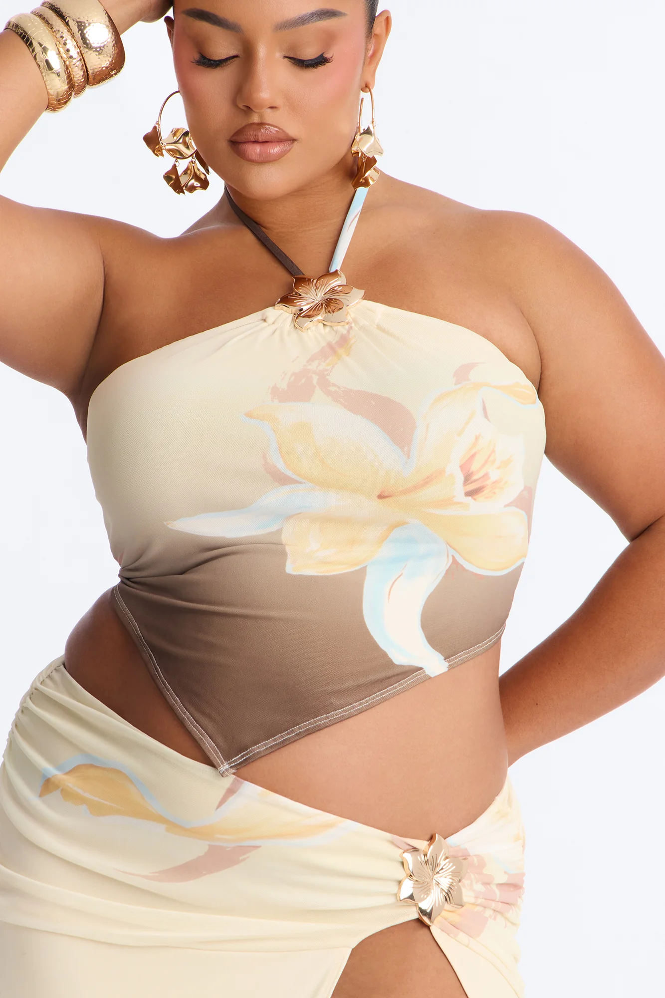 Paradise Muse Mesh Skirt Set - Taupe/combo - Image 7