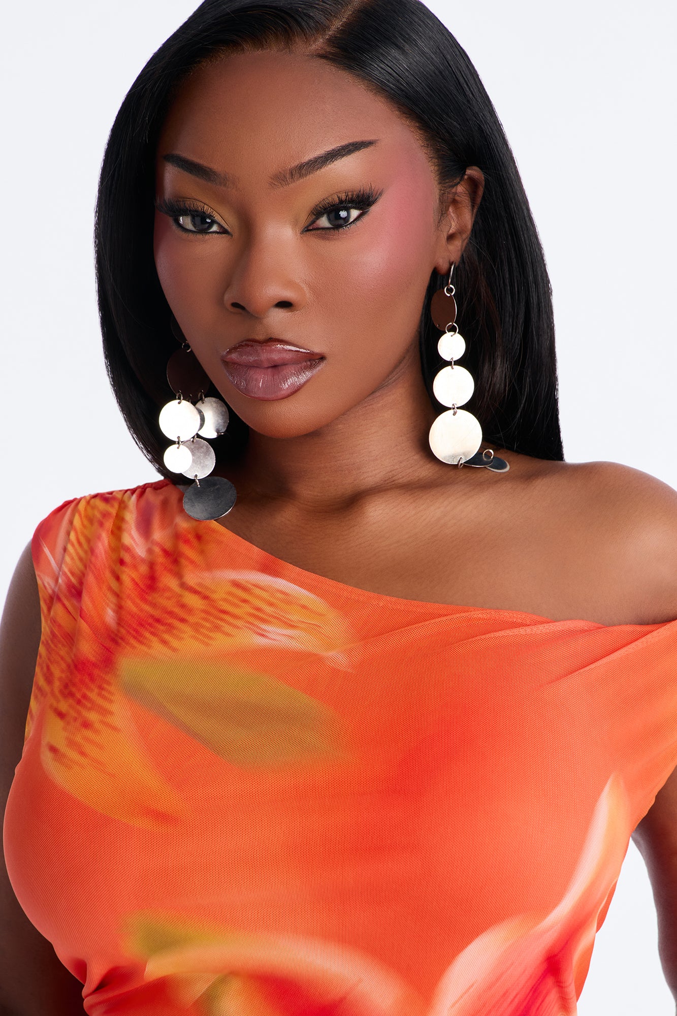 Paradise Petals Off Shoulder Short Sleeve Top - Orange/combo - Image 6