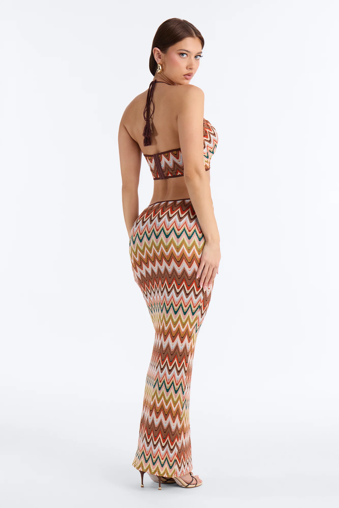 Paradise Plans Cut Out Crochet Maxi Dress - Brown/combo - Image 4