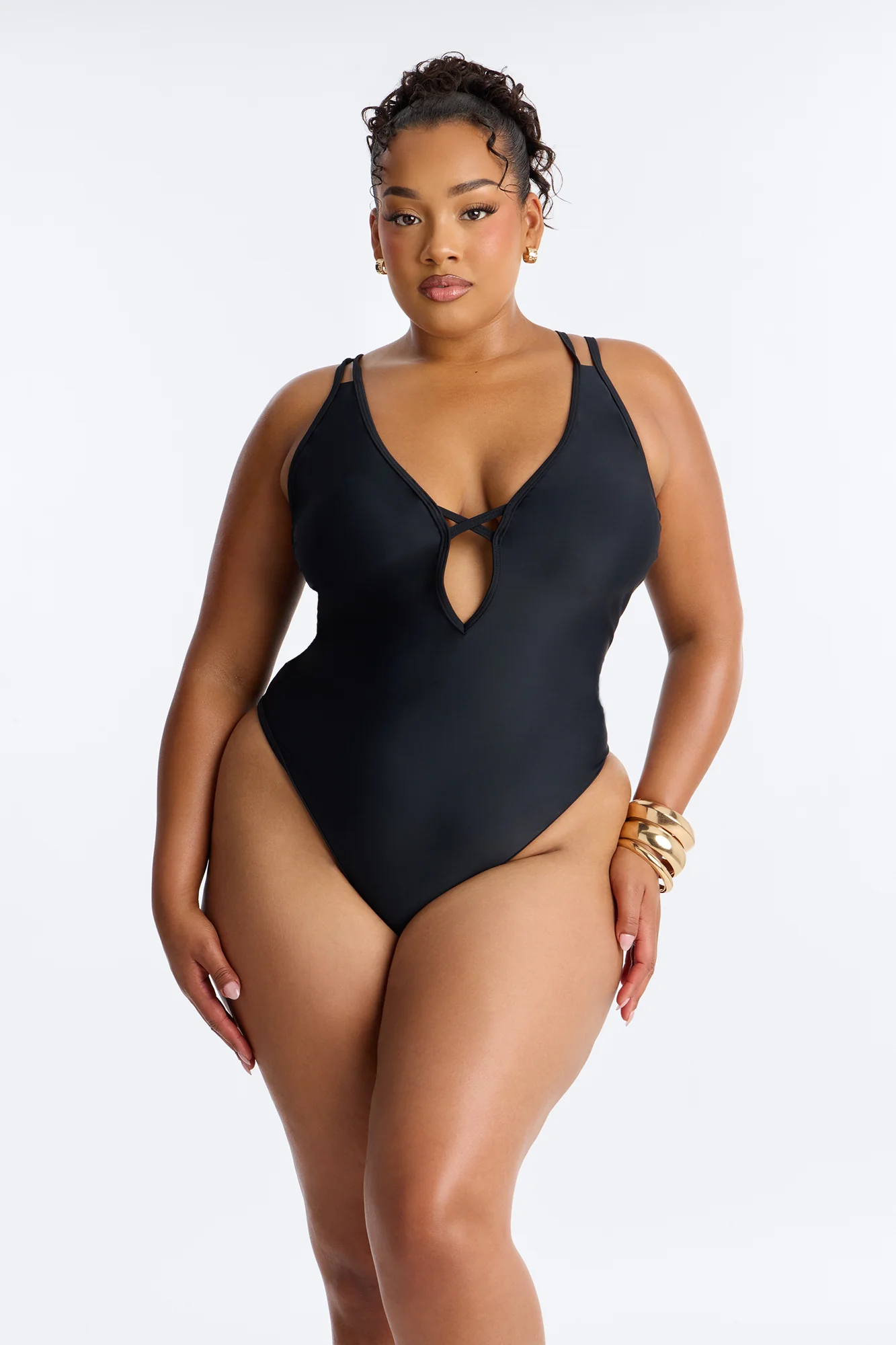 Parker 1 Piece Plunge Neck Swimsuit - Black - Image 4