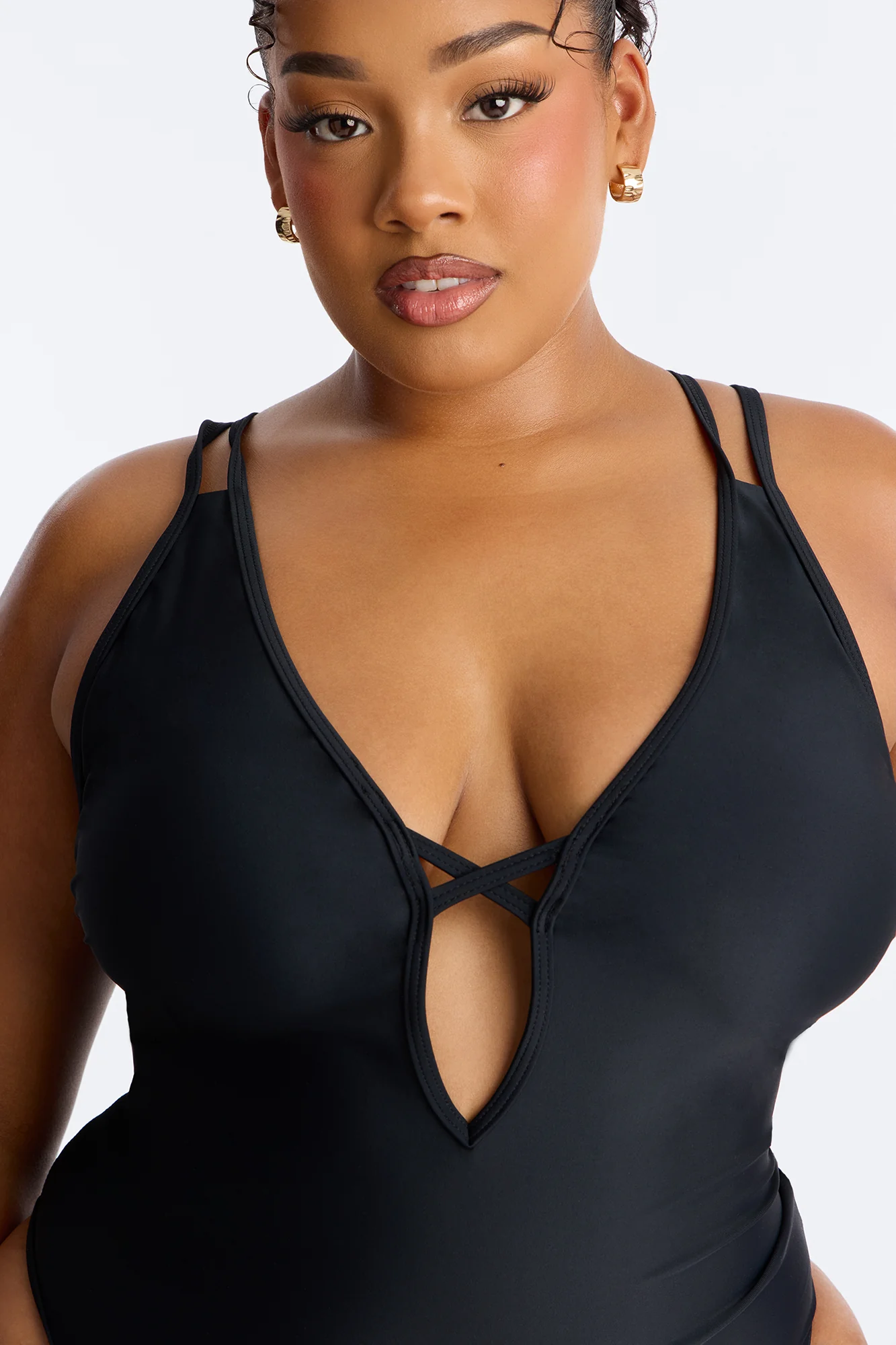 Parker 1 Piece Plunge Neck Swimsuit - Black - Image 5