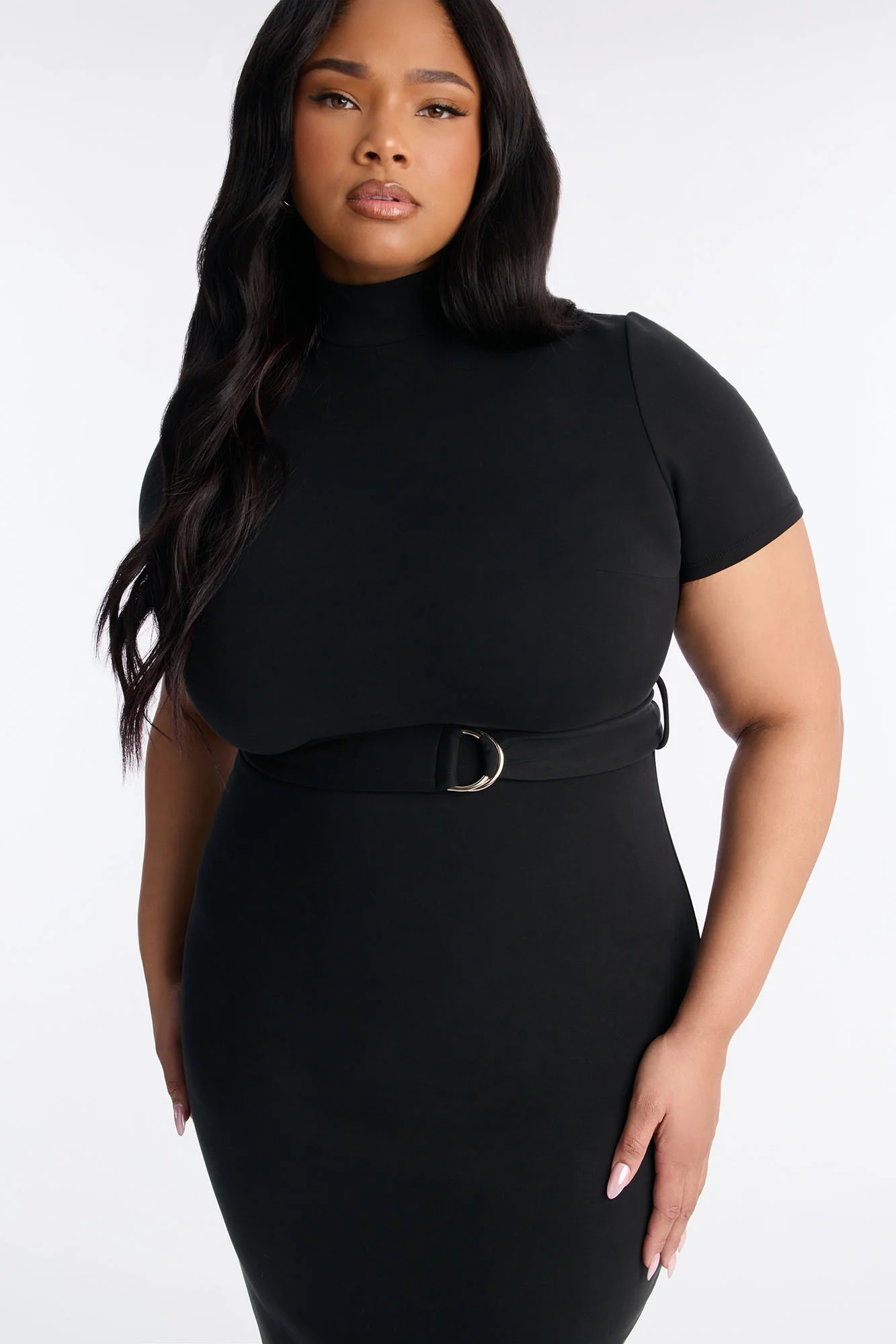 Parker Belted Midi Dress - Black - Image 6
