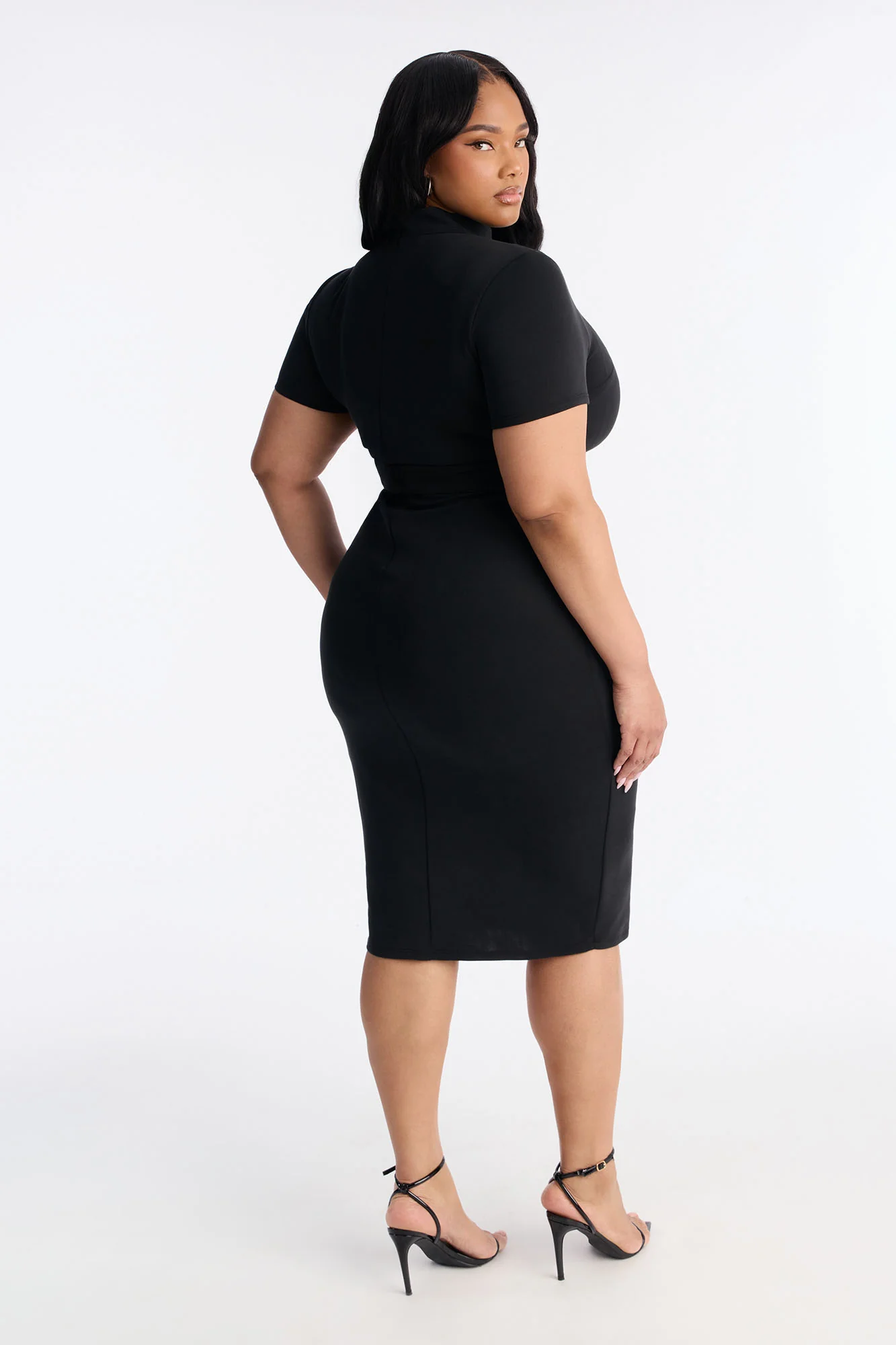 Parker Belted Midi Dress - Black - Image 7