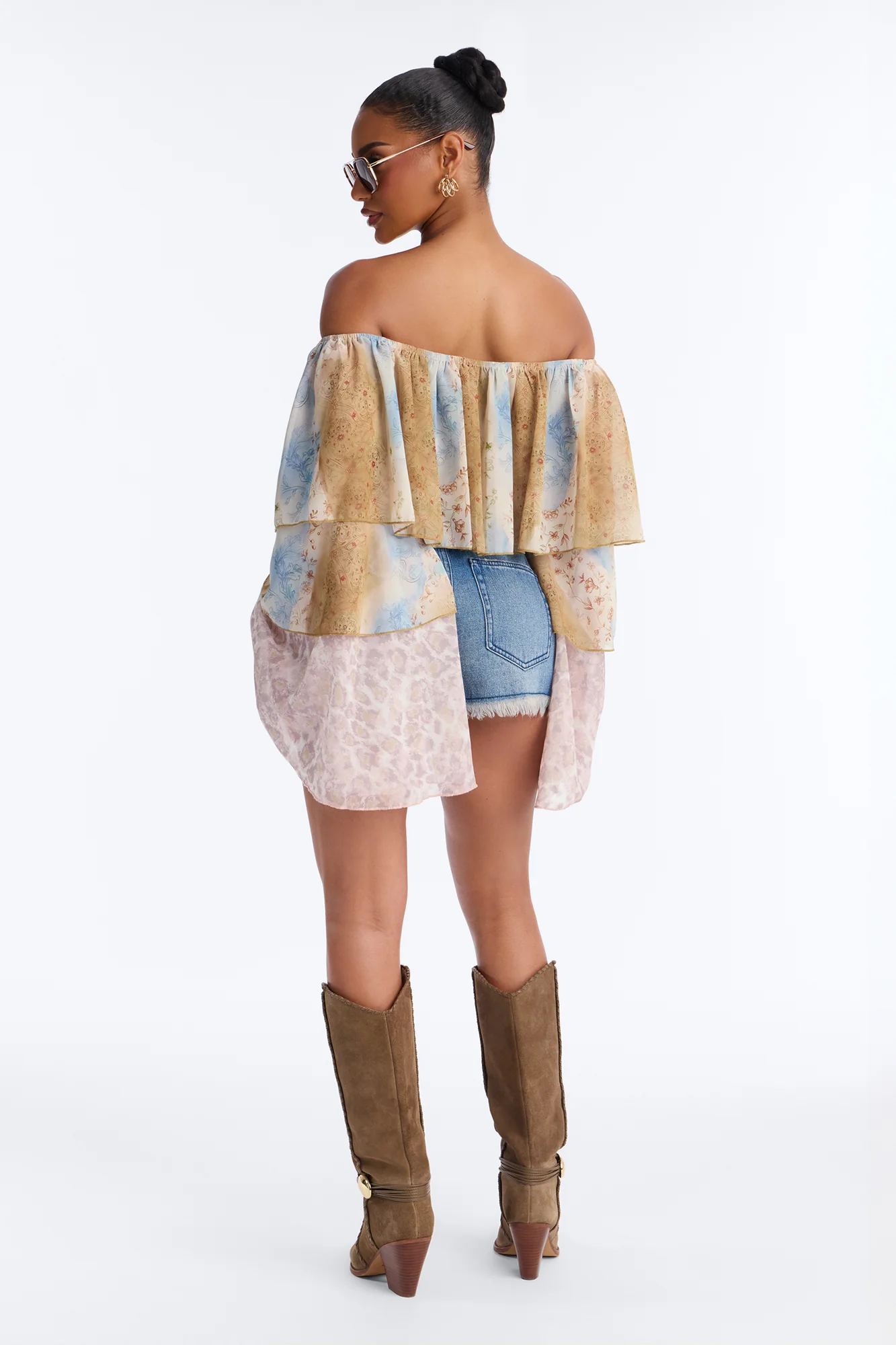 Part of The Job Ruffle Off Shoulder Chiffon Top - Multi Color - Image 4