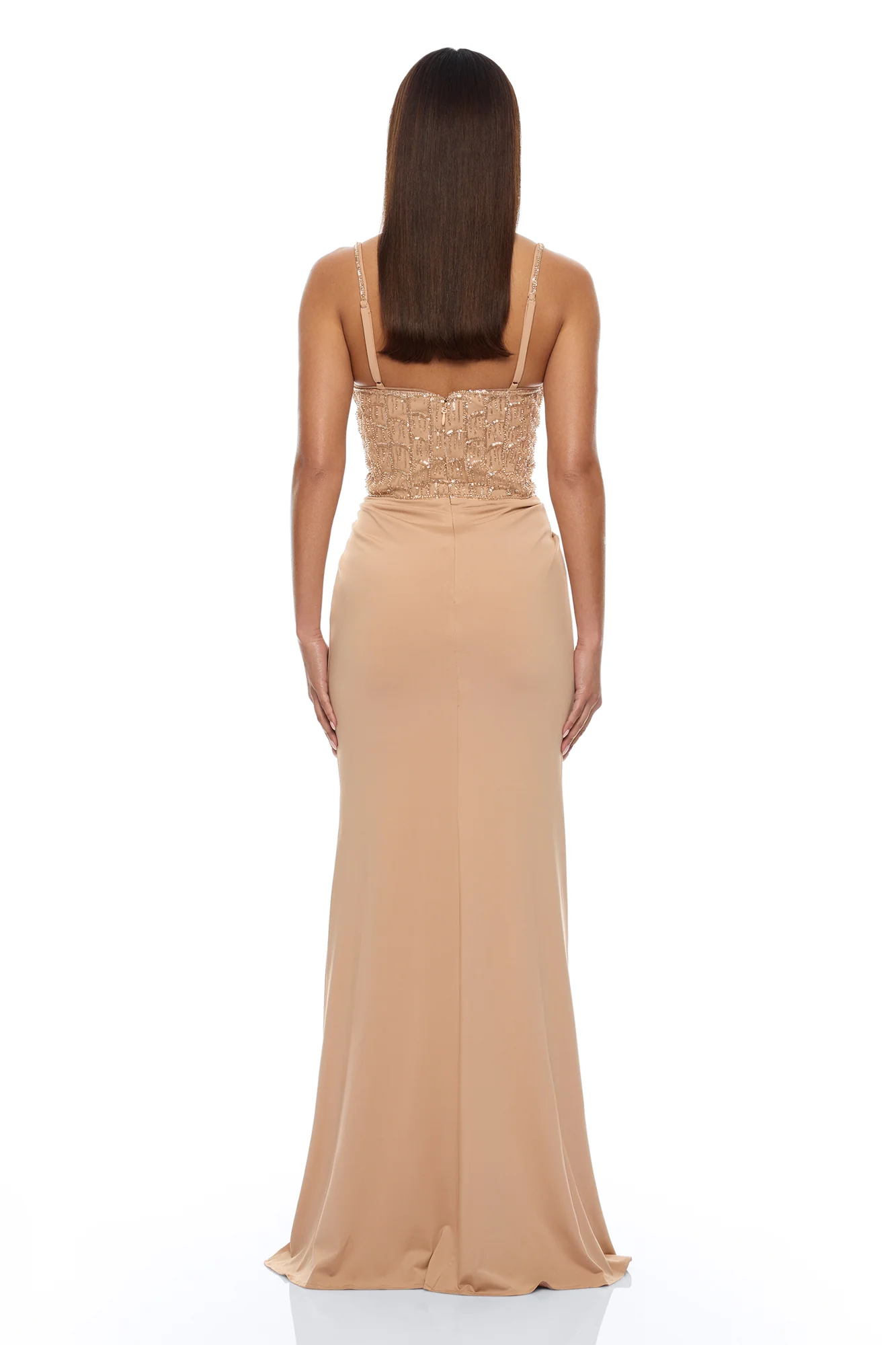Party All Night Embellished Maxi Dress - Nude - Image 4