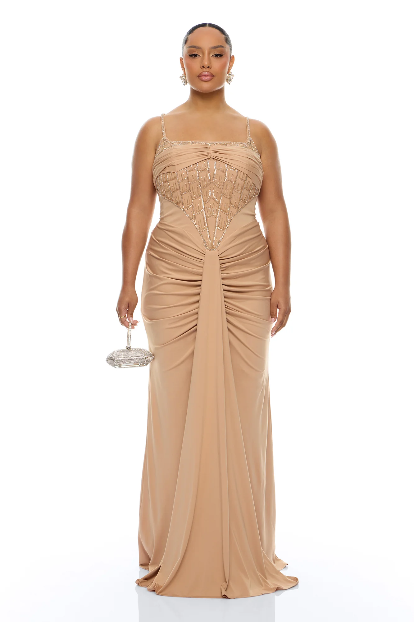 Party All Night Embellished Maxi Dress - Nude - Image 6