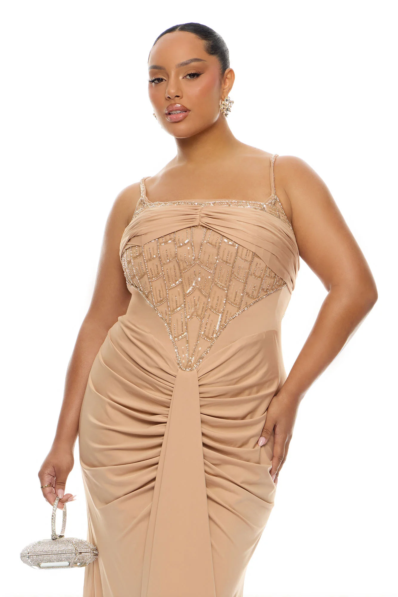 Party All Night Embellished Maxi Dress - Nude - Image 7