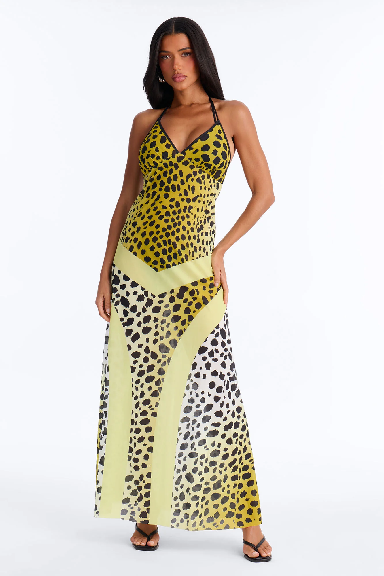 Party Princess Leopard Swim Cover Up Maxi Dress - Leopard