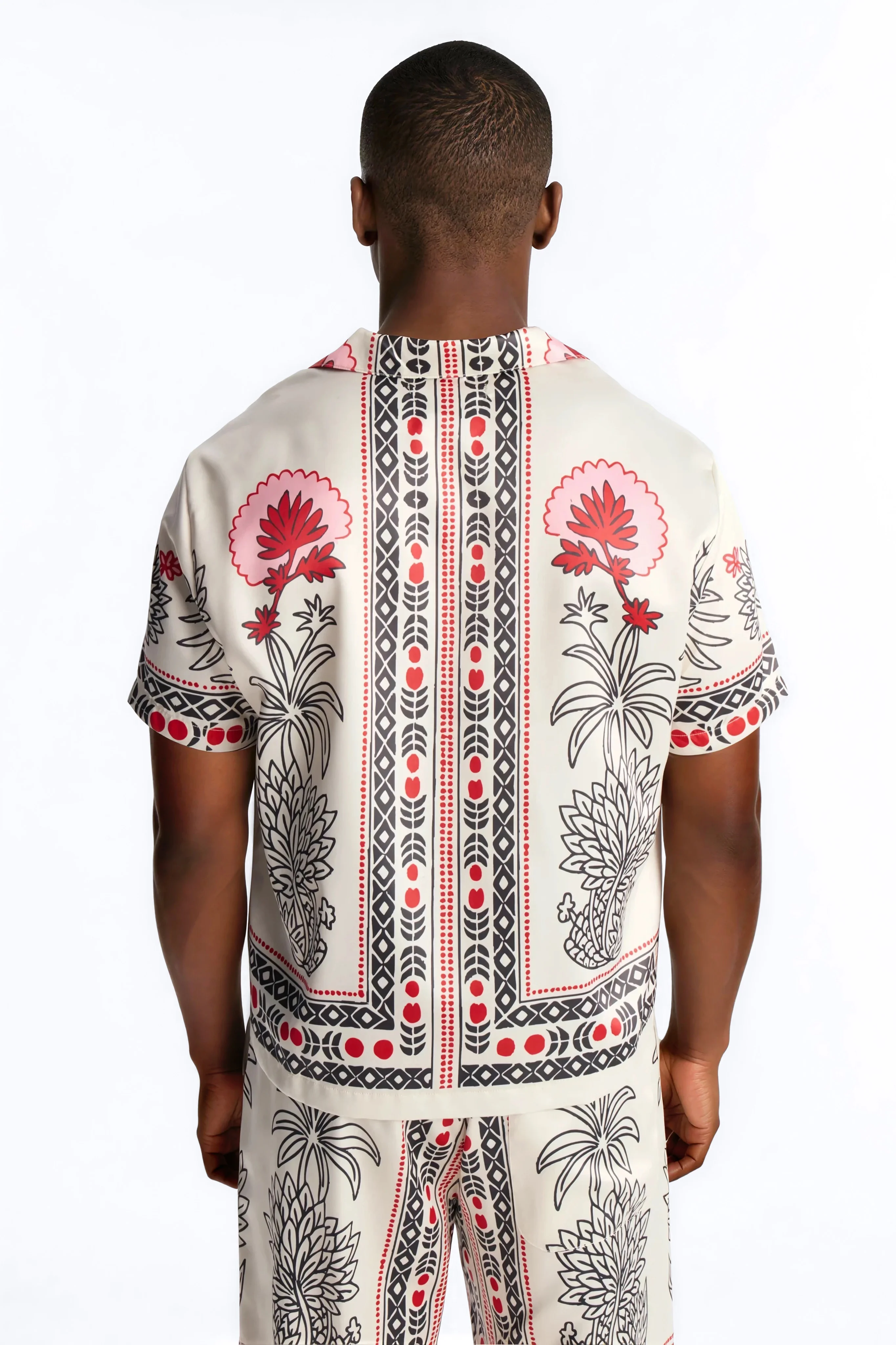 Patras Cuban Collar Button Up Shirt - White - Image 3