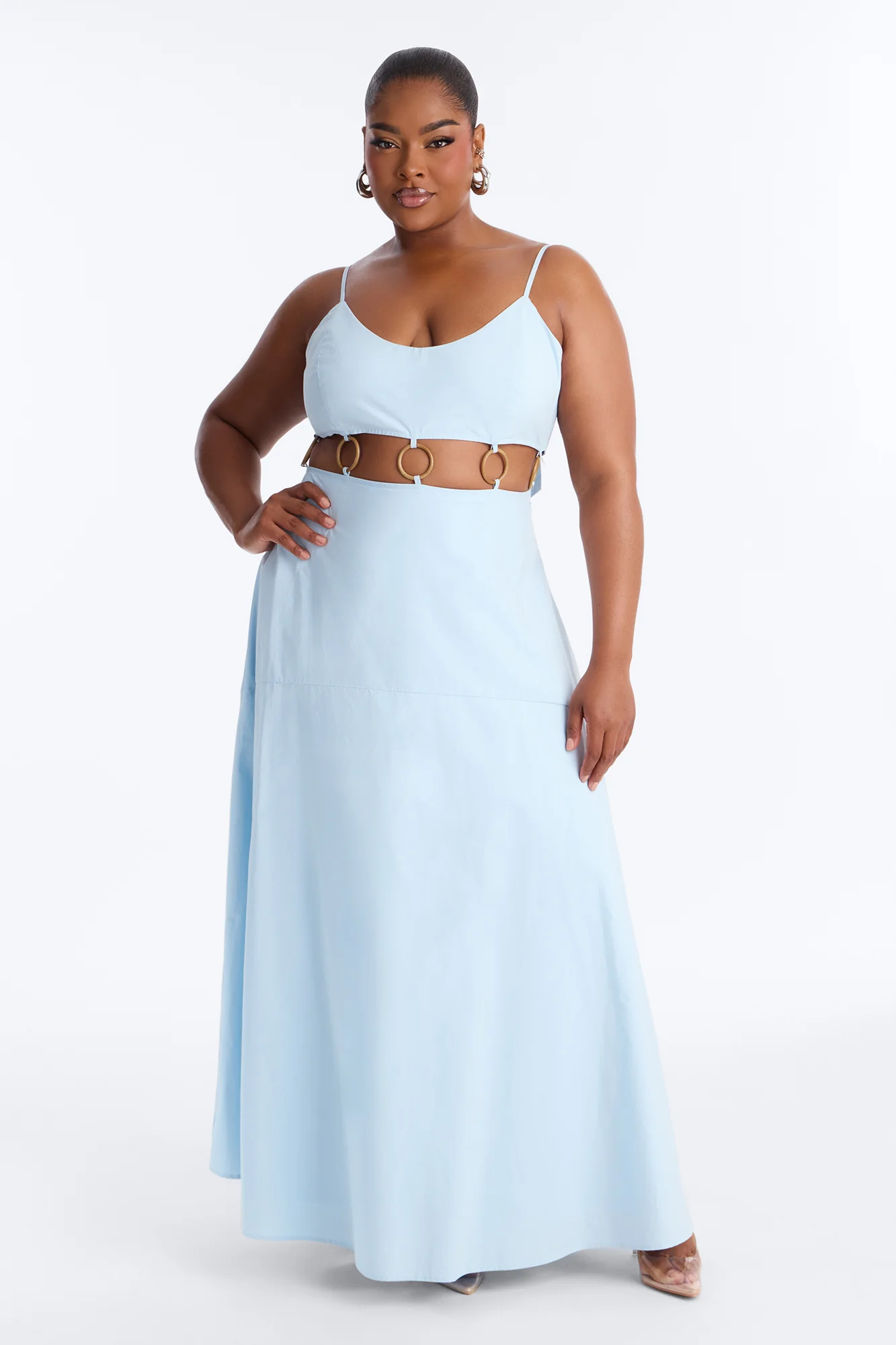 Paulina Poplin Maxi Dress - Blue - Image 4