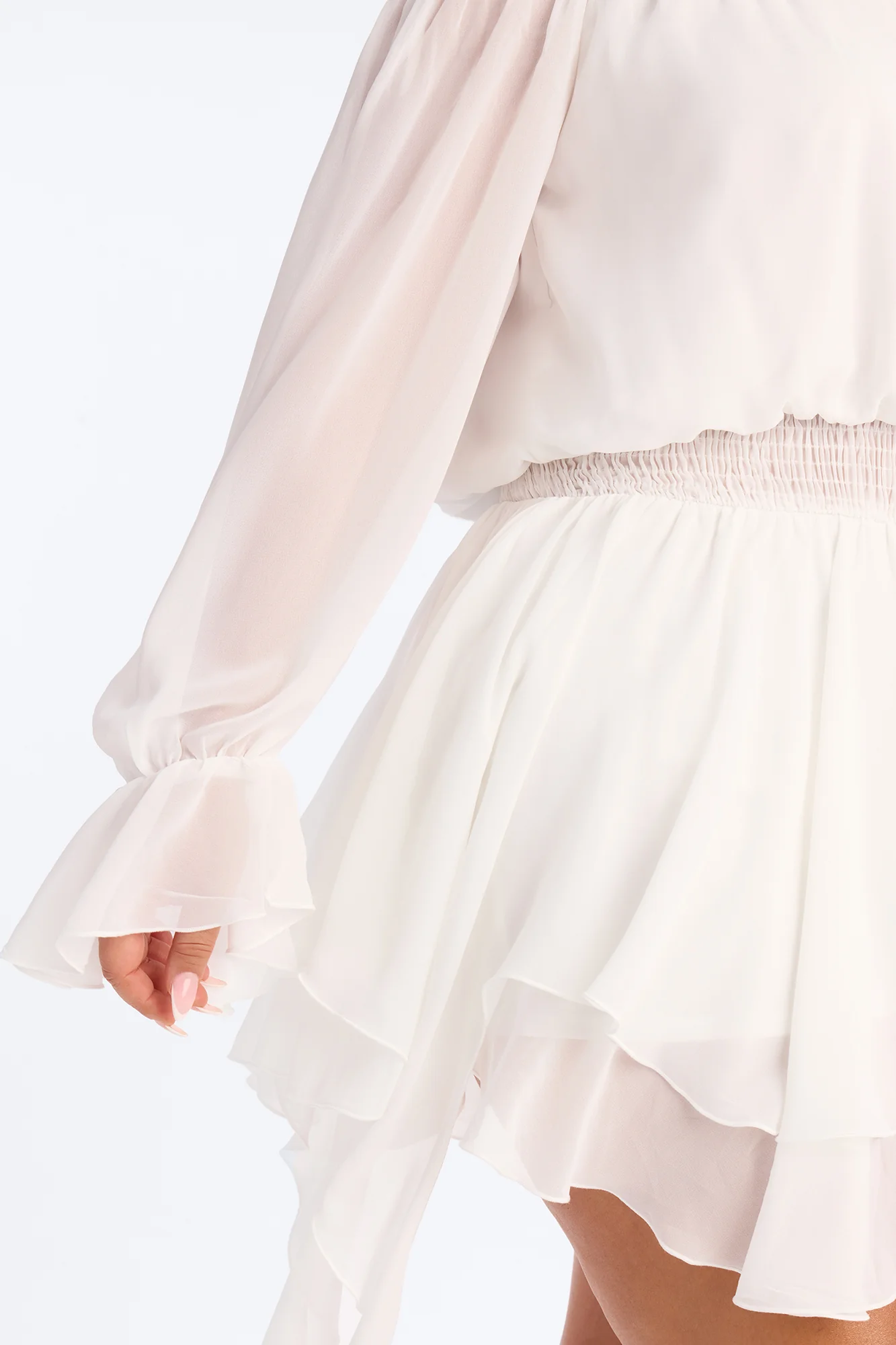 Paulina Ruffle Chiffon Mini Dress - White - Image 7