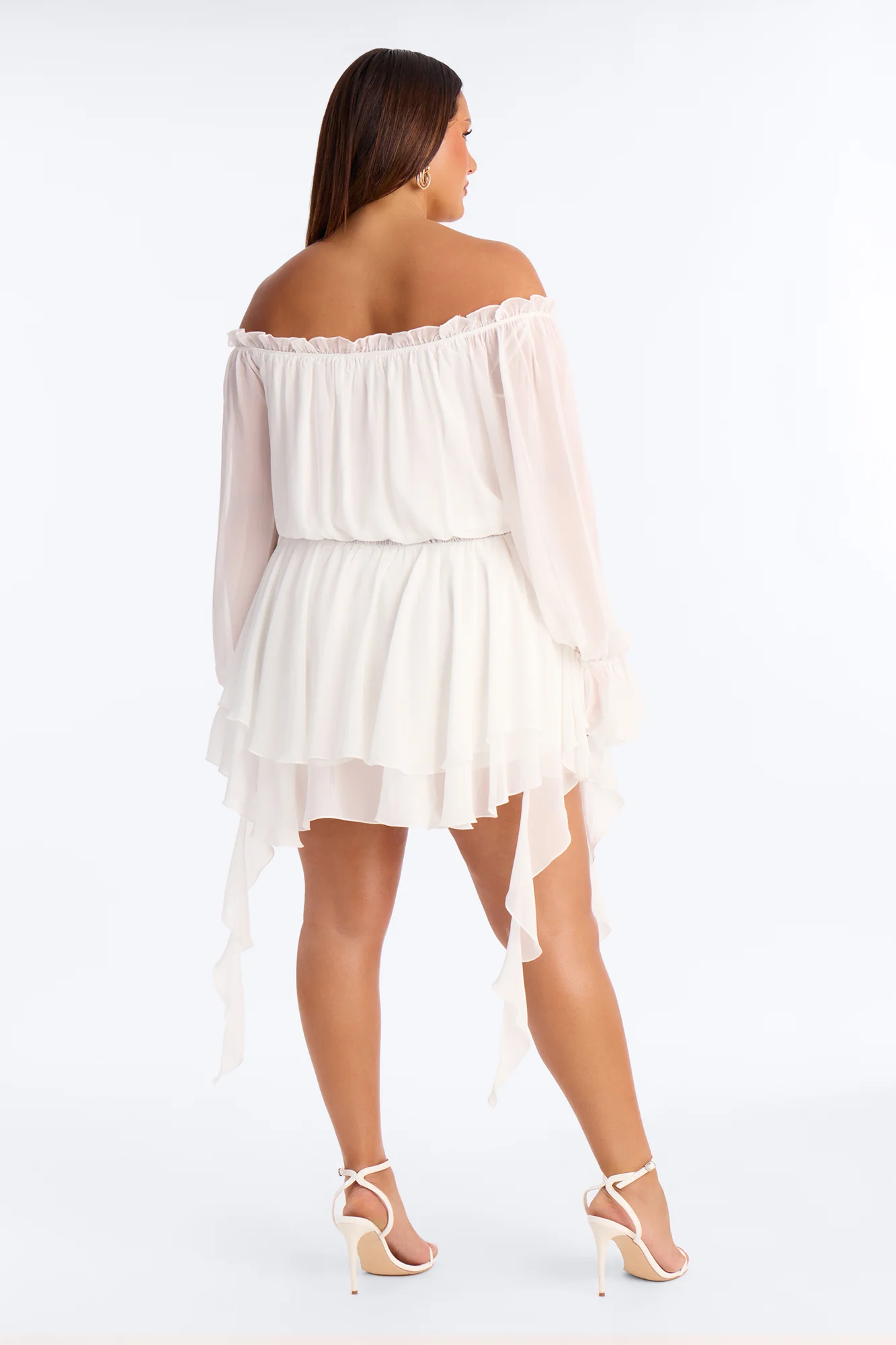 Paulina Ruffle Chiffon Mini Dress - White - Image 8