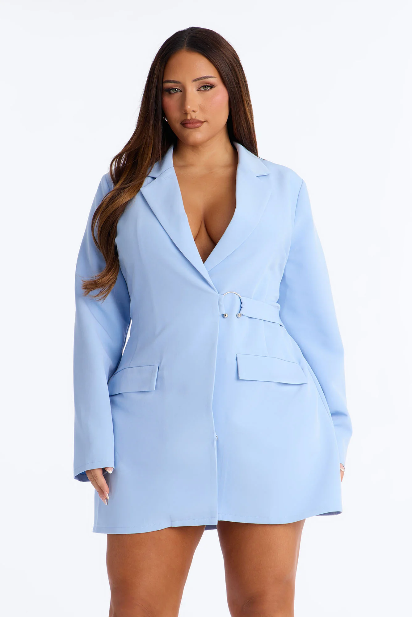 Pay Attention Blazer Mini Dress - Light Blue - Image 4