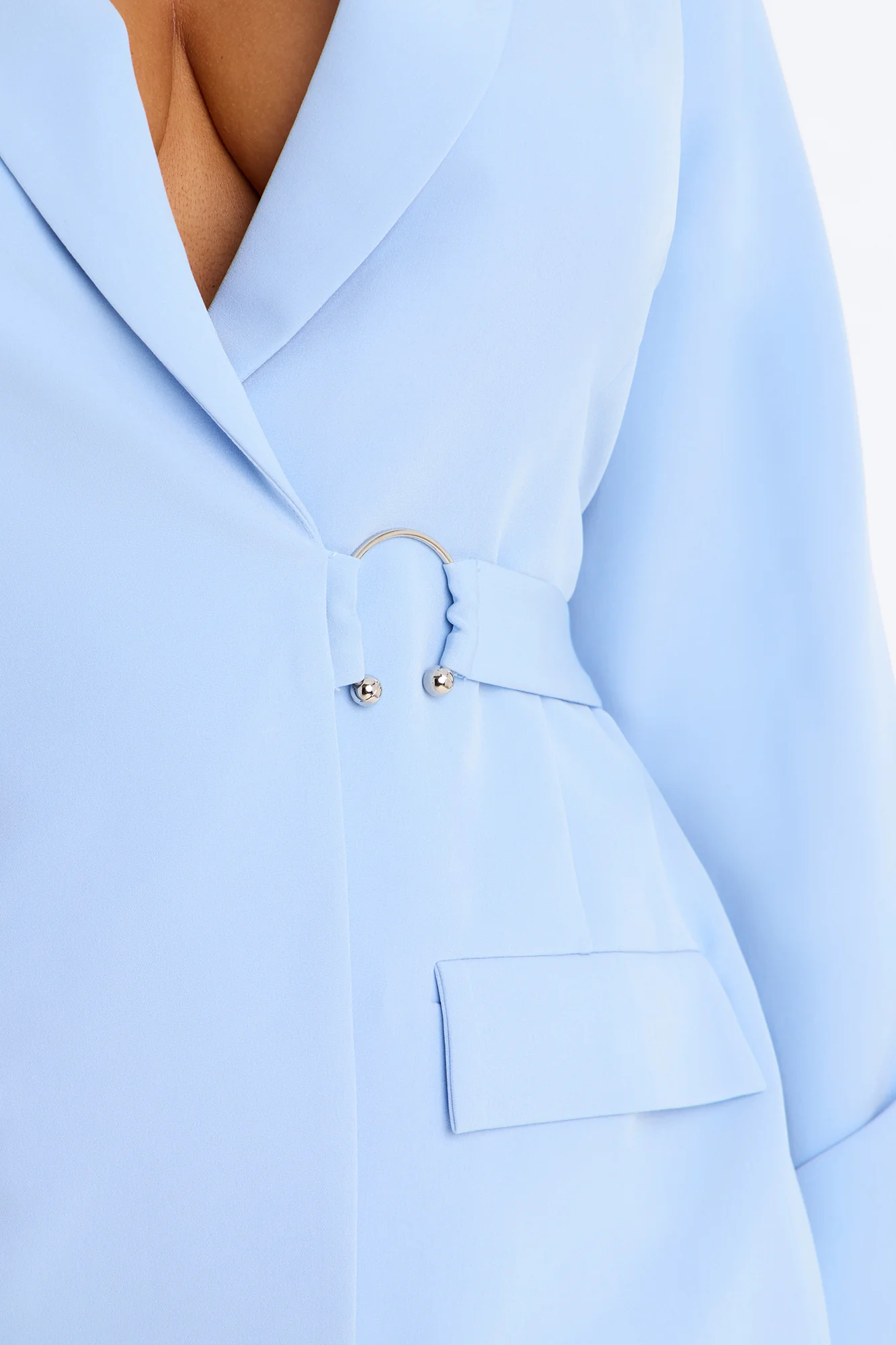 Pay Attention Blazer Mini Dress - Light Blue - Image 6