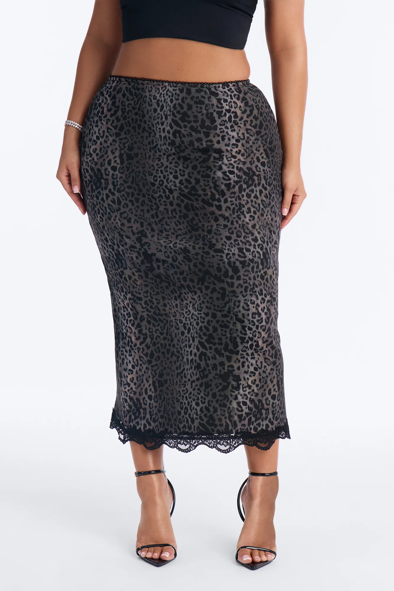 Pay No Mind Lace Trim Leopard Mesh Maxi - Leopard - Image 6