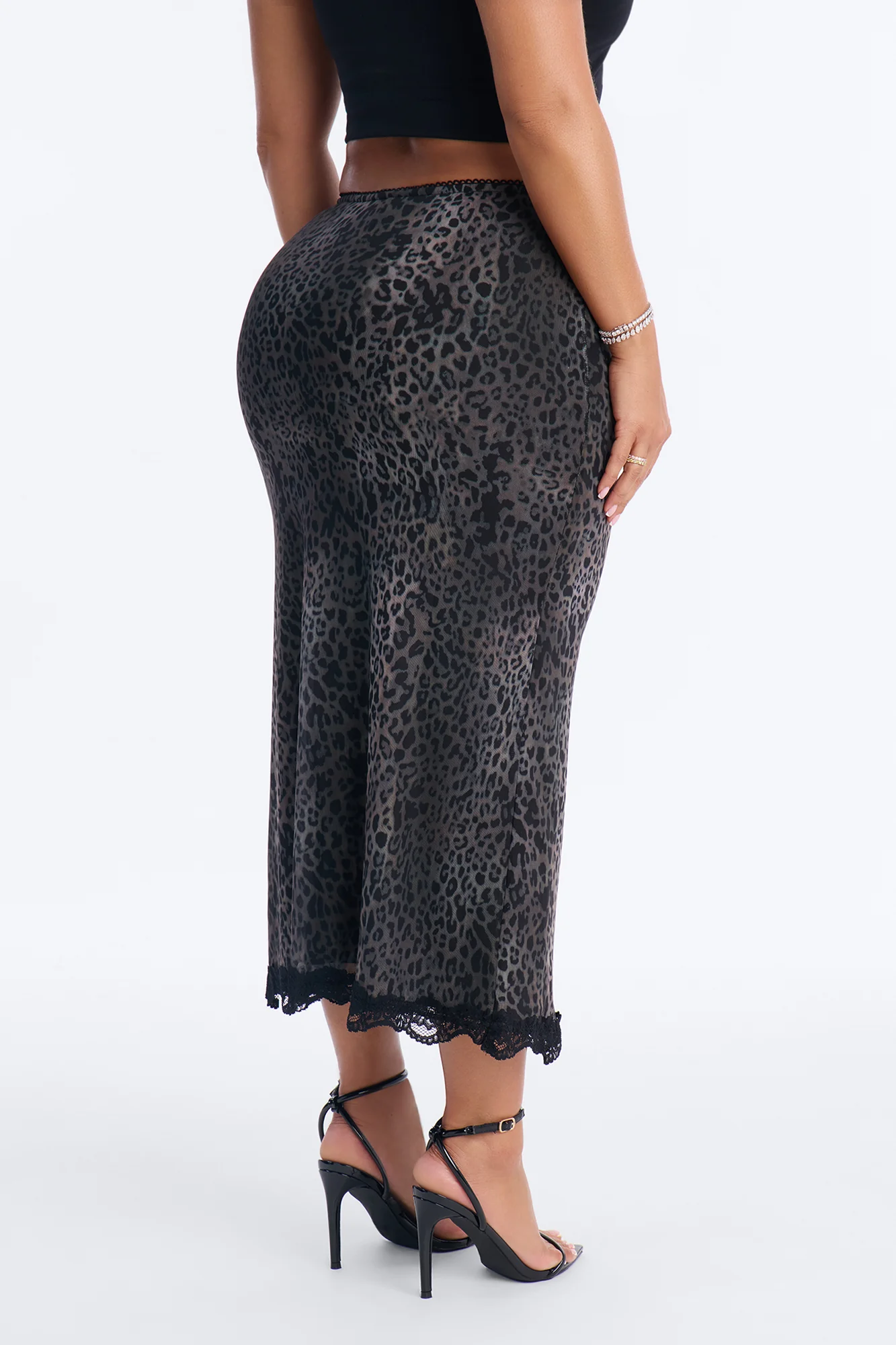 Pay No Mind Lace Trim Leopard Mesh Maxi - Leopard - Image 7