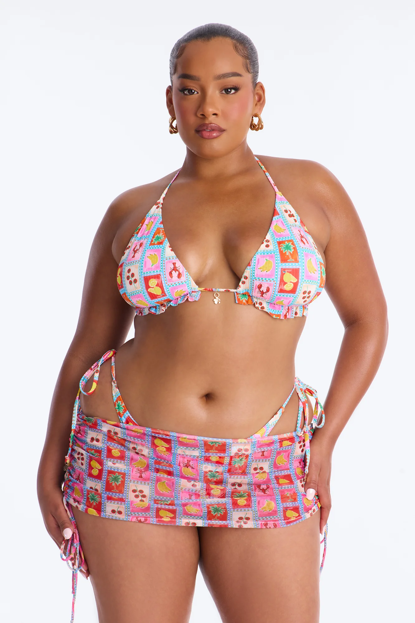 Peachy Keen 3 Piece Bikini & Mini Skirt Set - Pink/combo - Image 8