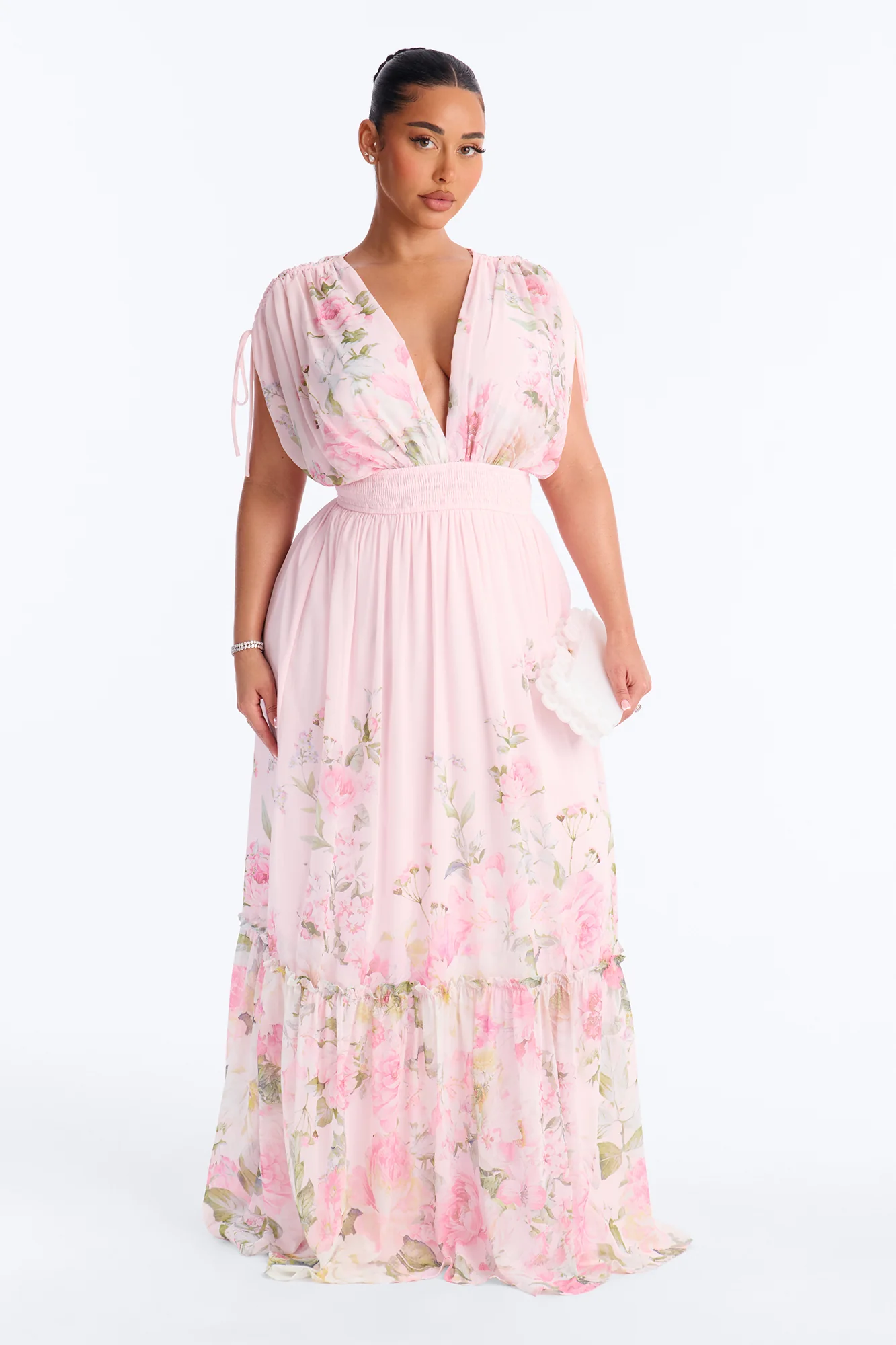 Peachy Keen Chiffon Maxi Dress - Pink/combo