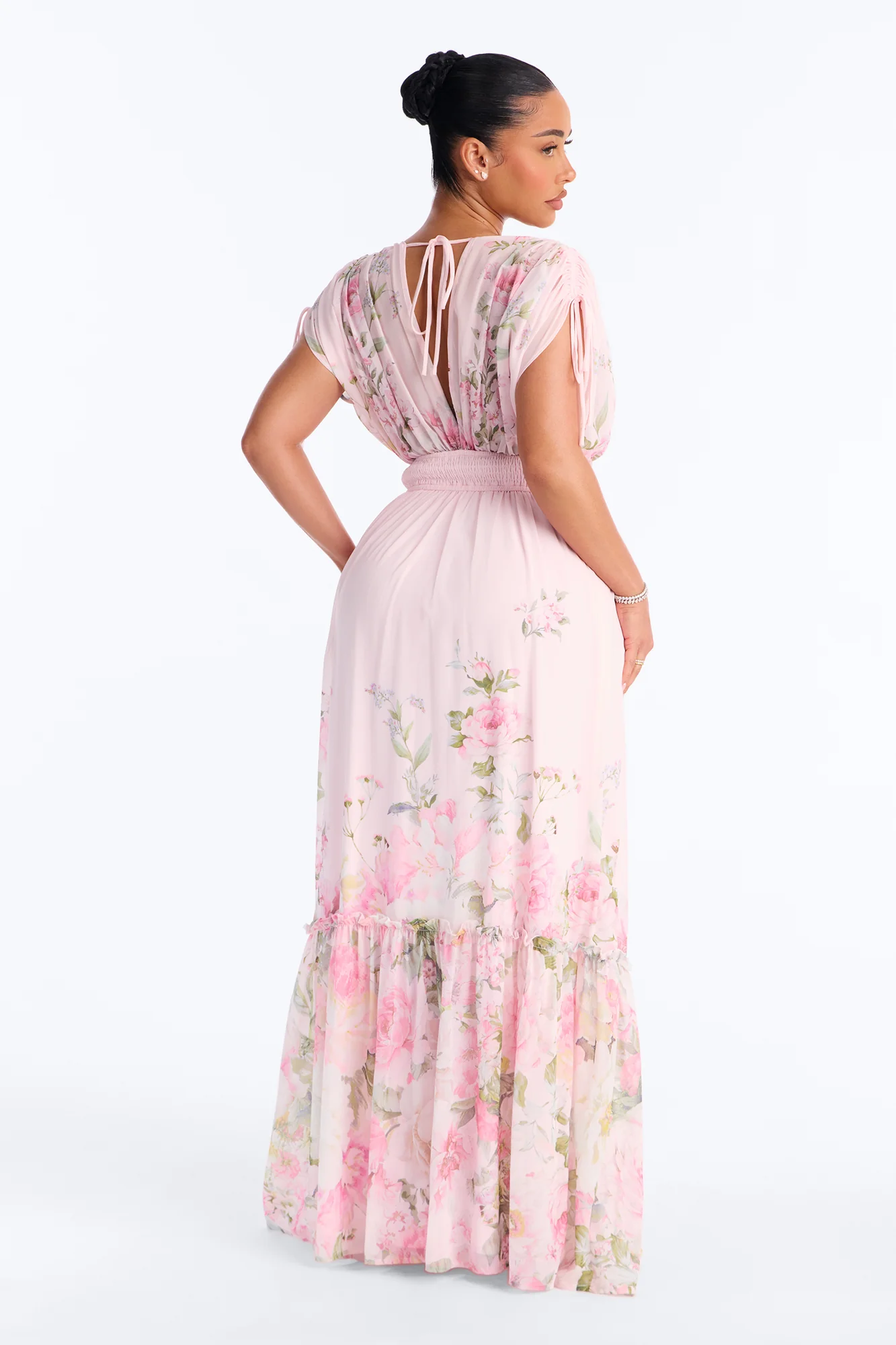 Peachy Keen Chiffon Maxi Dress - Pink/combo - Image 4
