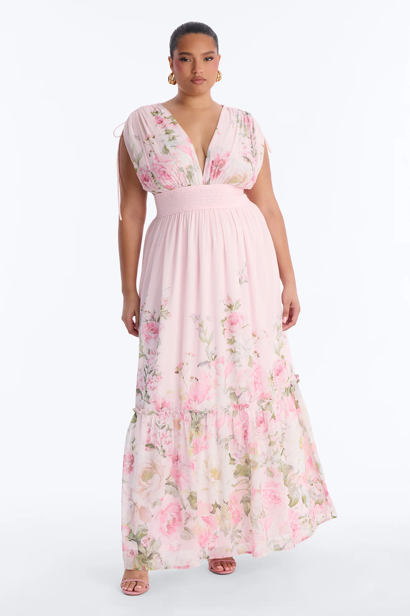 Peachy Keen Chiffon Maxi Dress - Pink/combo - Image 5
