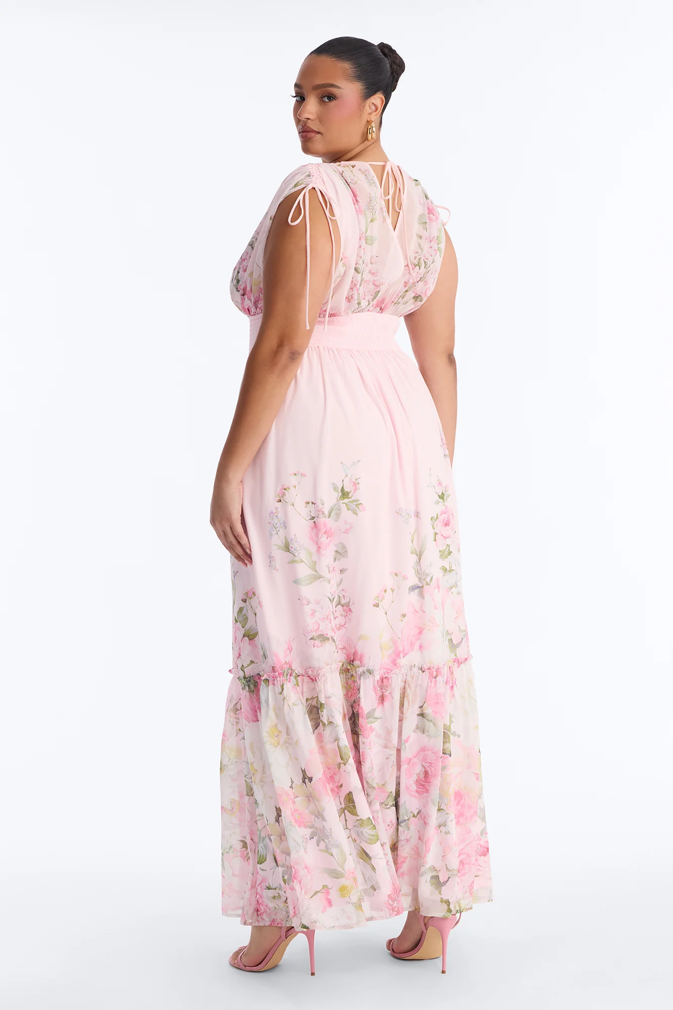 Peachy Keen Chiffon Maxi Dress - Pink/combo - Image 8