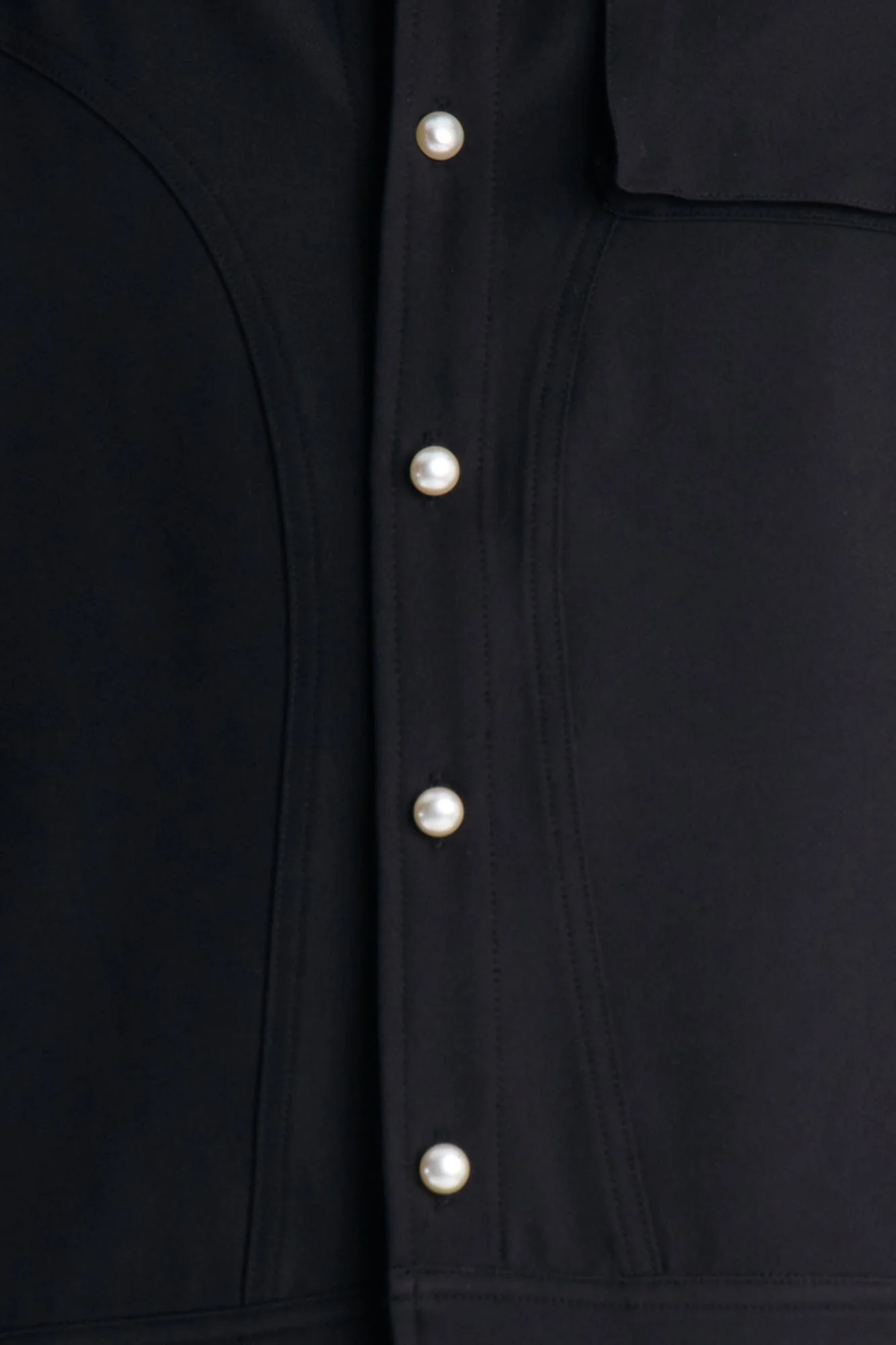 Pearl Paneled Utility Button Up Shirt - Black - Image 4
