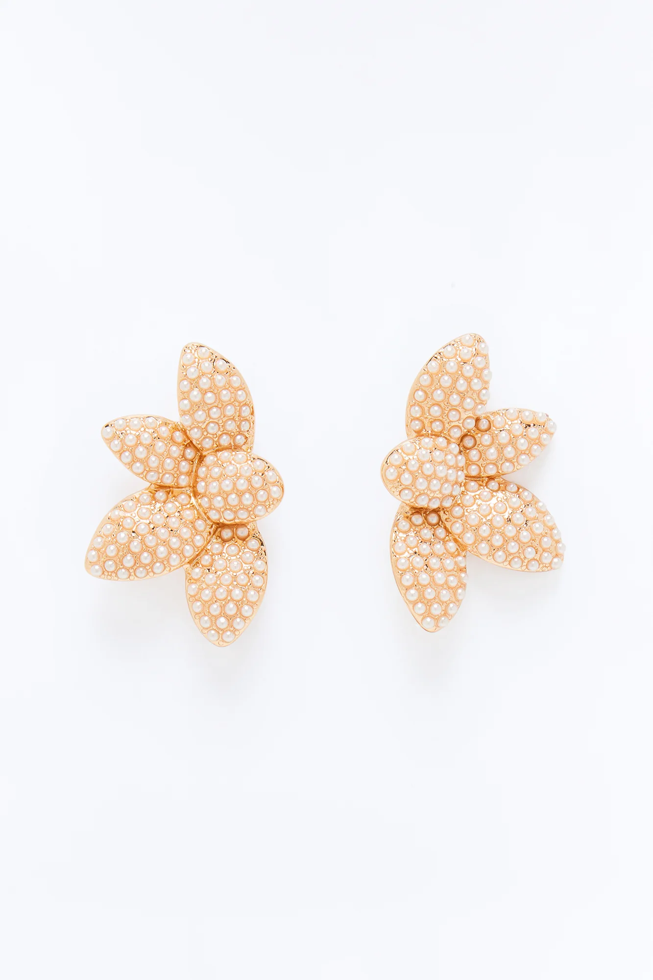 Pearl Petal Drops Earrings - Gold - Image 3