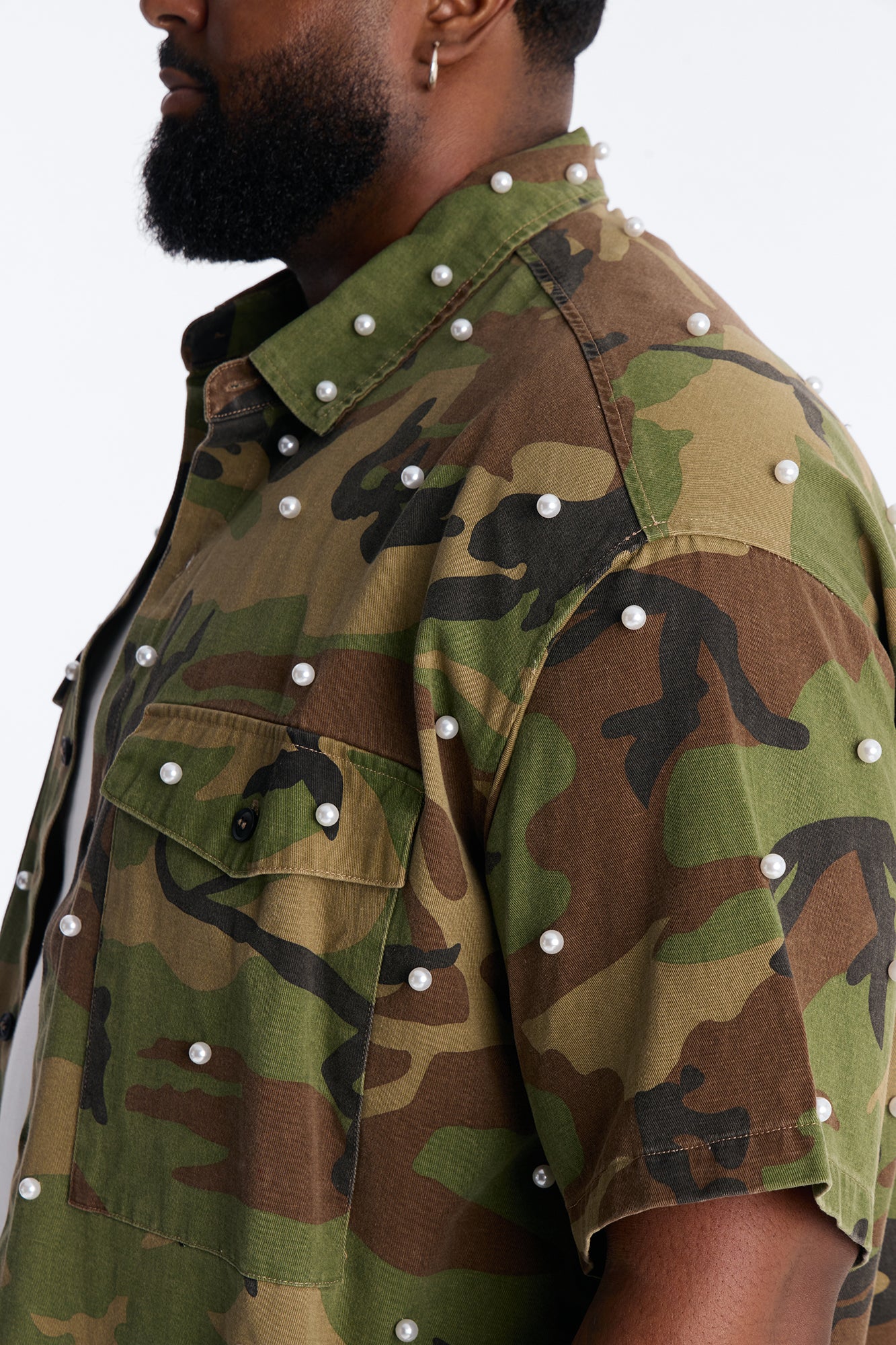 Pearl Still Wildin' Camo Short Sleeve Button Up - Green - Image 7