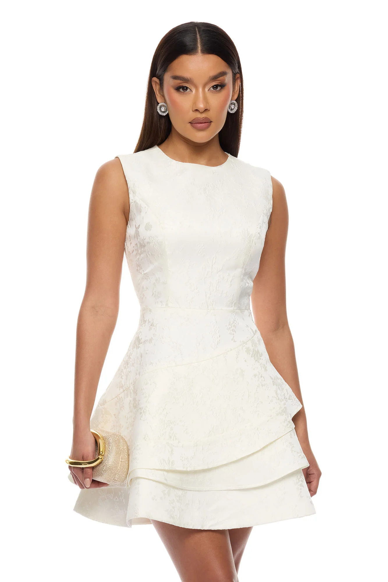 Penelope Jacquard Mini Dress - Off White
