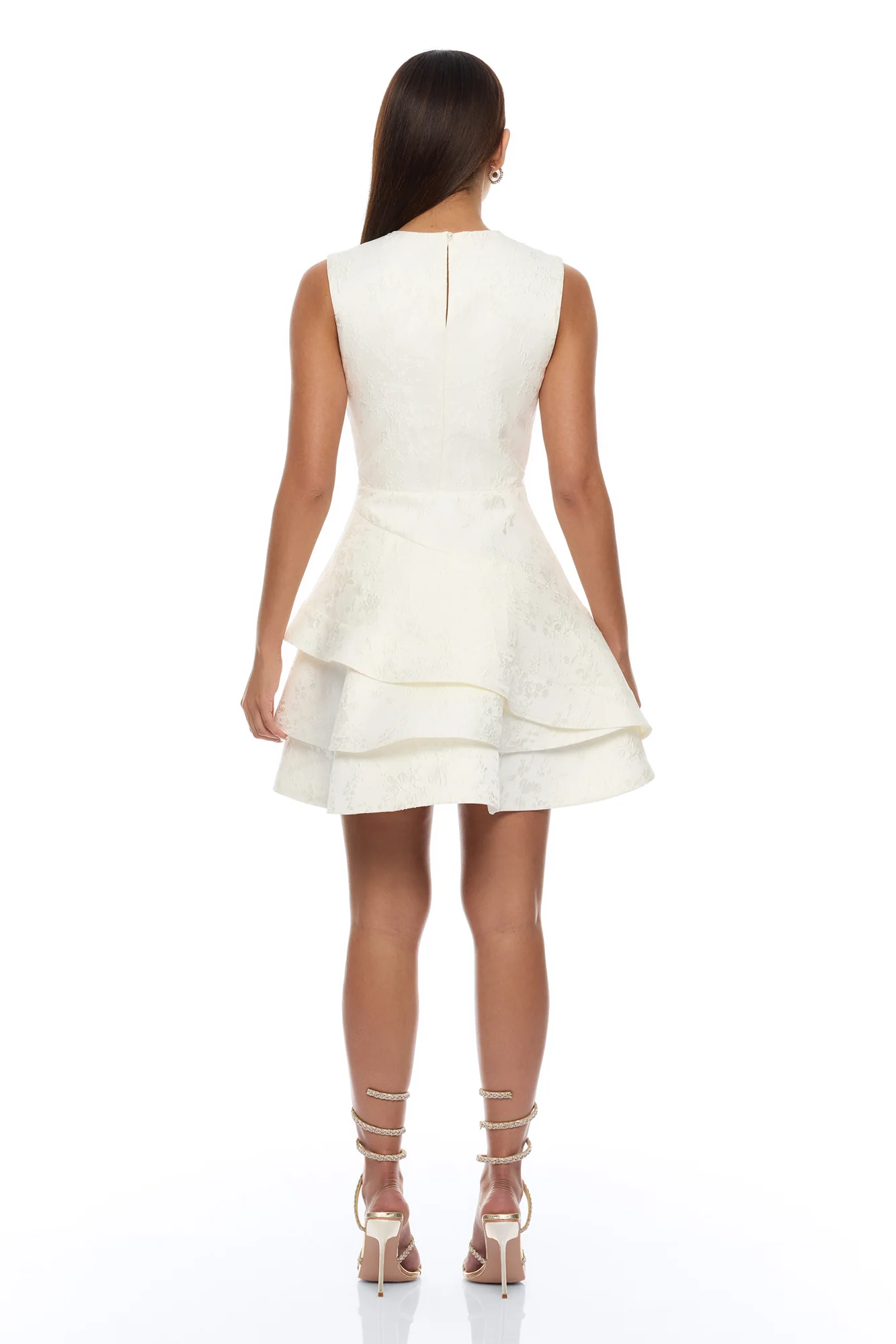 Penelope Jacquard Mini Dress - Off White - Image 4