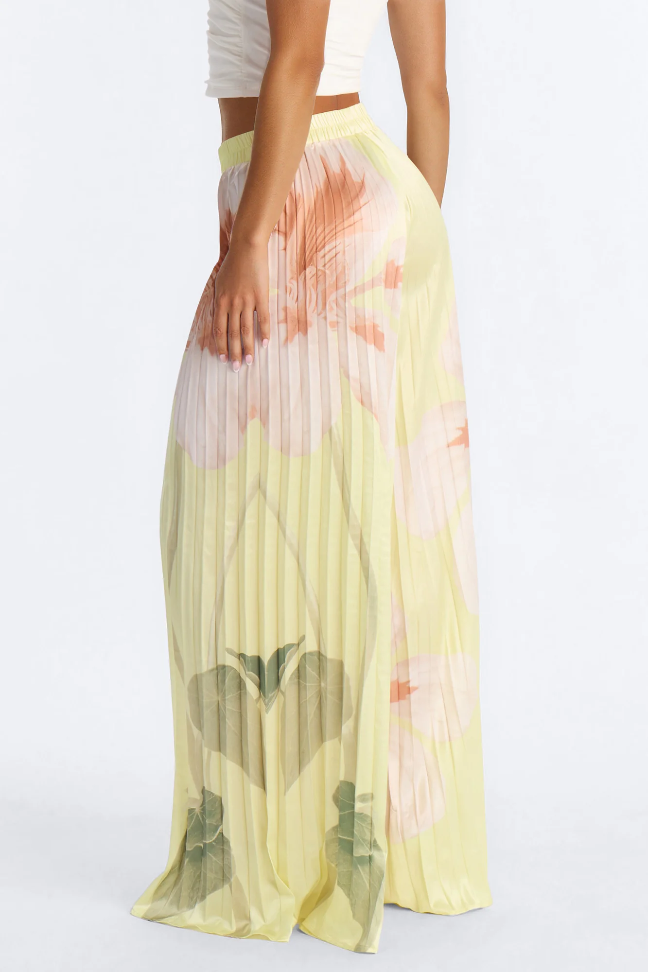 Penelope Plisse Satin Wide Leg Pant - Yellow/combo - Image 3
